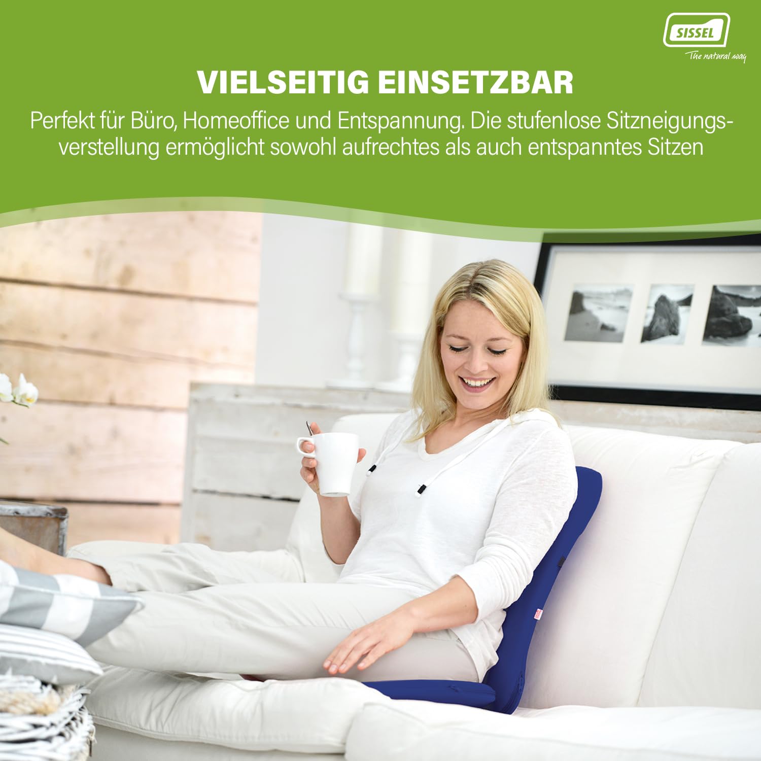 SISSEL DorsaBack Rückenkissen | Ergonomische Rückenstütze für gesundes Sitzen | Lendenkissen & Lendenwirbelkissen für Büro & Zuhause | Sitzkissen Auto mit Verstellbarer Neigung & hohem Komfort