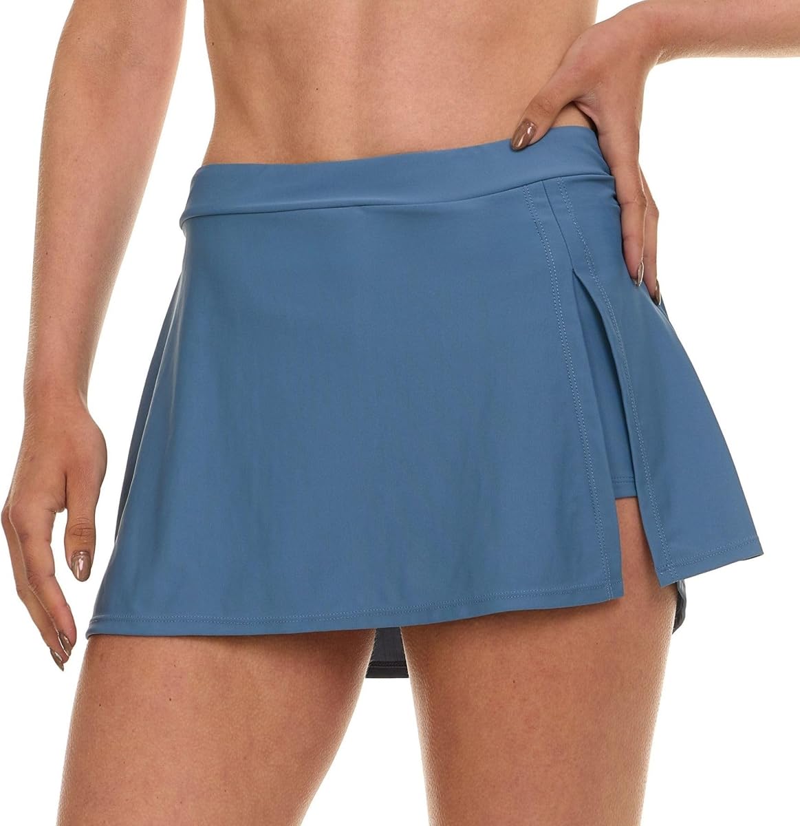 Falda de natación para mujer con forro de pantalones cortos, falda de natación para mujer, traje de baño deportivo, falda de traje de baño atlético