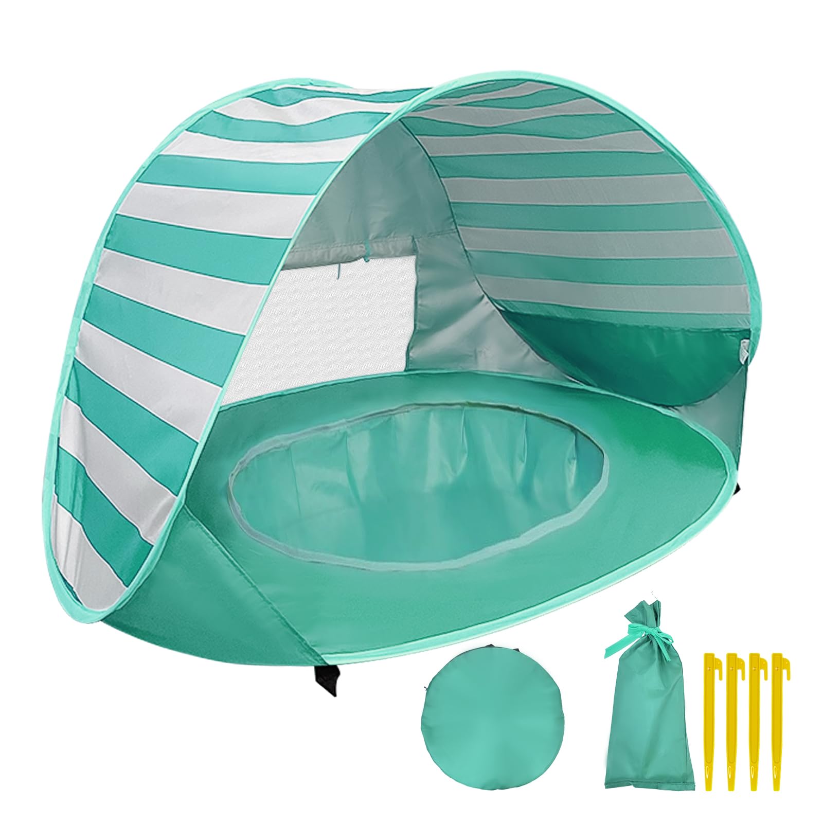 Tenda da Spiaggia Pop-up, Tenda da Spiaggia per Bambini Protezione UV 50+, Tenda da Spiaggia Portatile per Bambini con Mini Piscina, Adatta per Spiaggia, Campeggio con Borsa per Il Trasporto