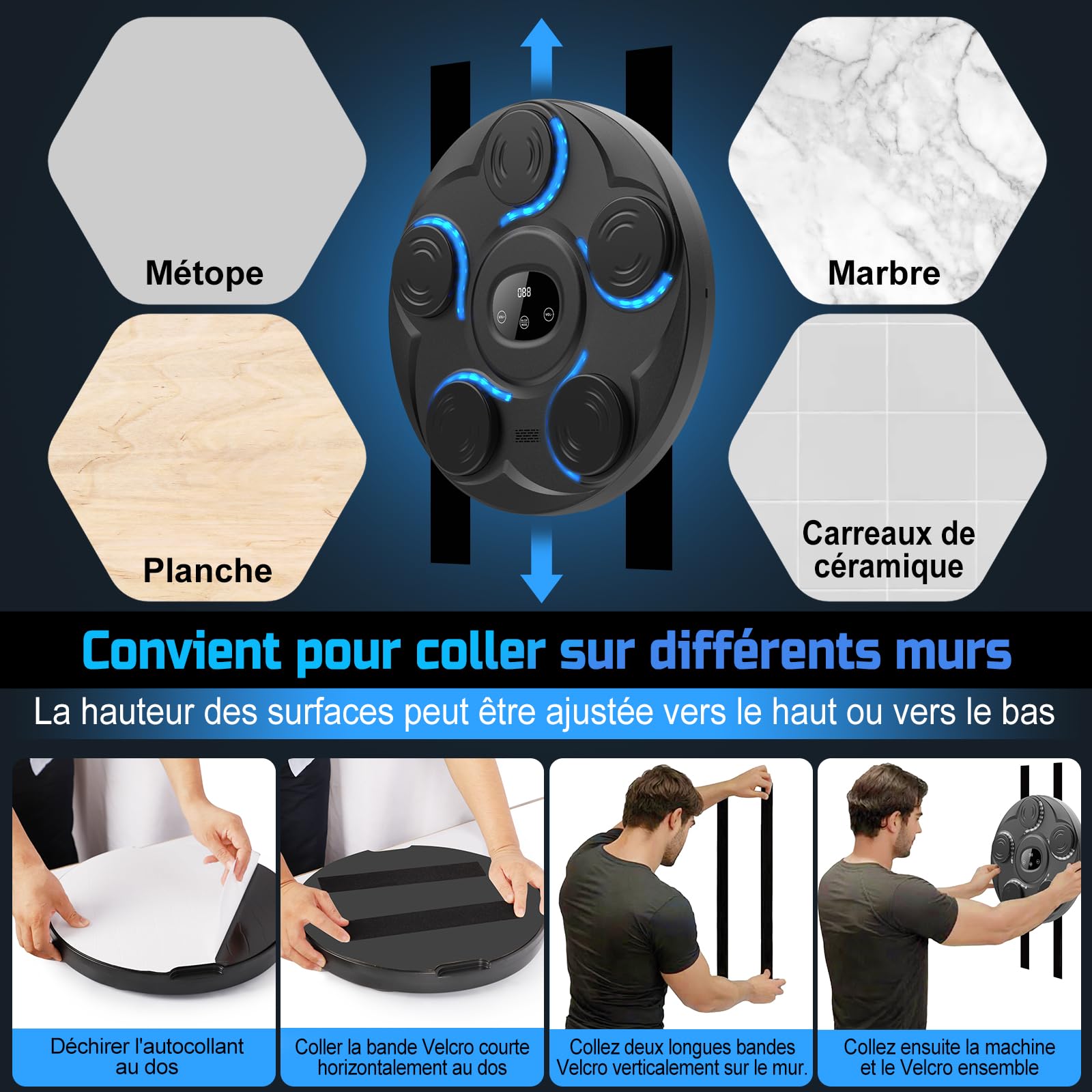 Beatpunch Boxeo Musical - Máquina de Boxeo Musical para Adultos y Niños, con Luz LED y Guantes de Boxeo, Beat Punch Music Boxing Machine para Adultos/Niños, Artículos de Entrenamiento para Boxeo Casa