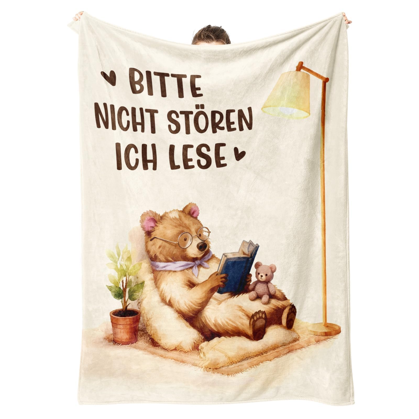 Amateurs de livres ours amusant beige pour décor de bibliothèque