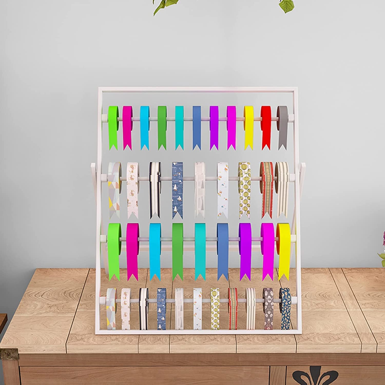 Organizador moderno para cintas, estante de exhibición para salas de manualidades, para carretes de cinta, almacenamiento de hilos para coser, acolchar, bordado, lazos para el pelo y envoltura de