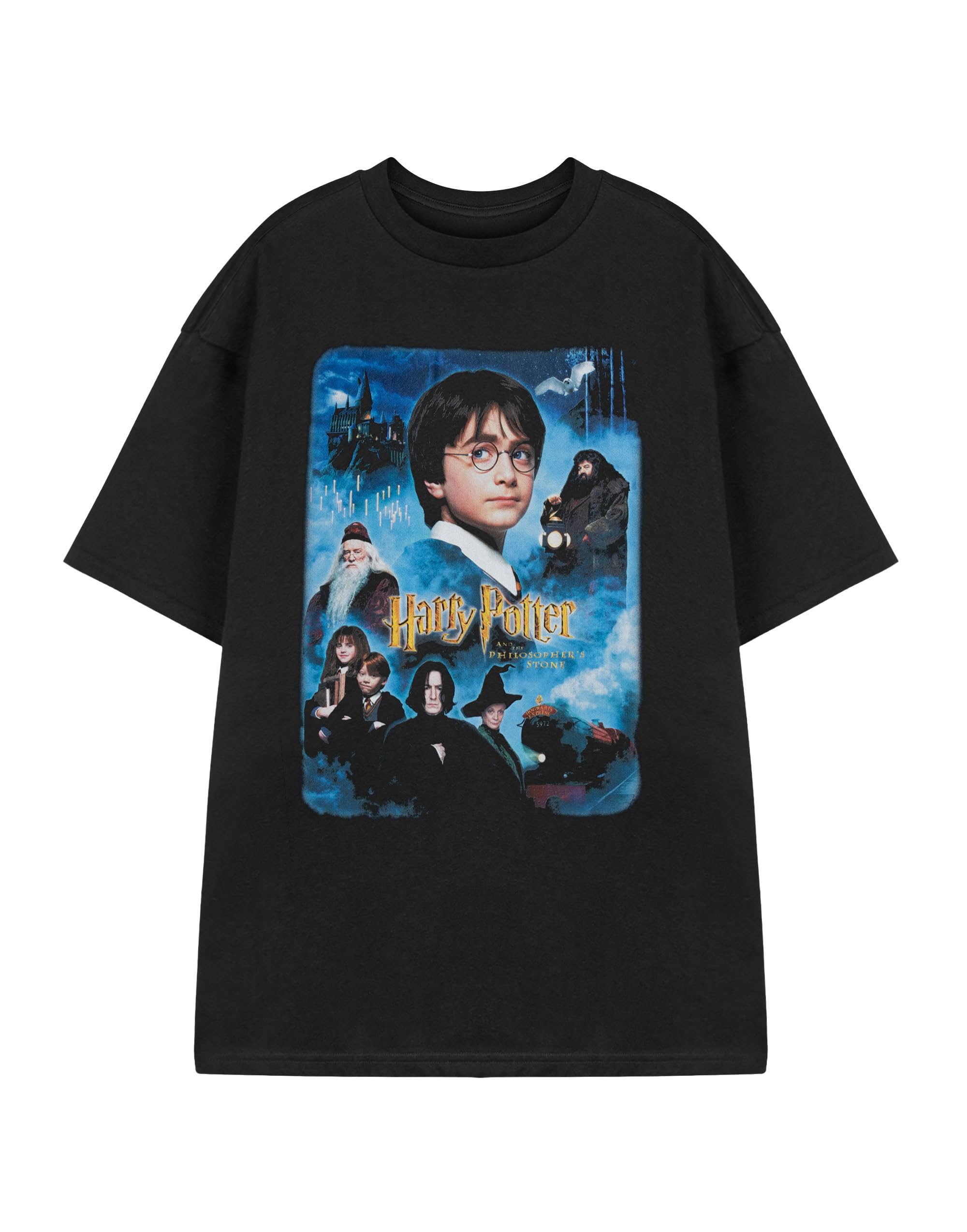 Harry Potter Characters Mens Black Graphic Tee | Short Sleeved T-Shirt Featuring Harry, Hermione, Ron, Hagrid & Dumbledore | Classic Fantasy Apparel for Casual Wear - XX-Large