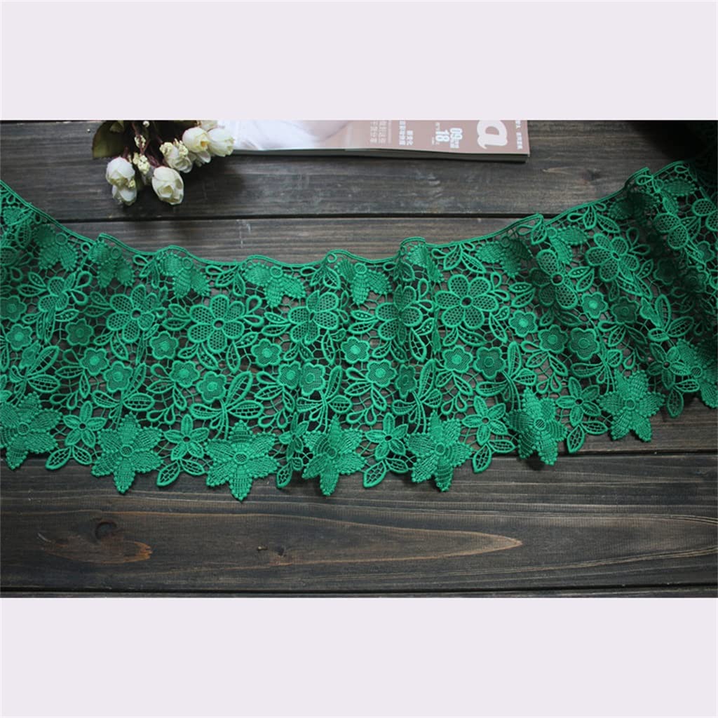 Générique Fleurs Vertes Broderie Coton Tissu Dentelle Ruban DIY Turban Jupe Rideau Canapé Guipure Garnitures Couture Décor (Couleur : Vert, Taille : 18CM) (Vert 18CM)