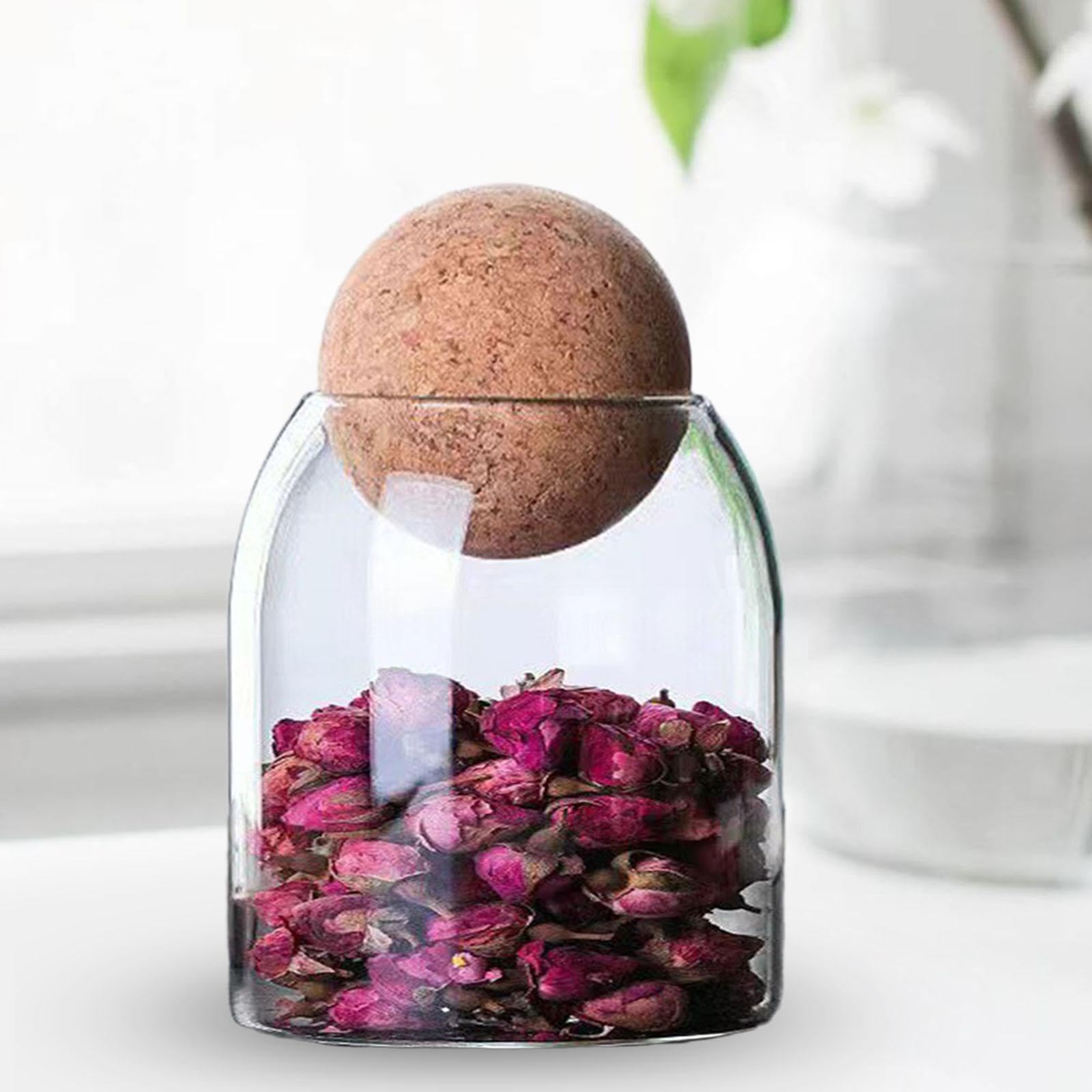 Amazon｜T Tooyful ガラス保存容器 ボールコルク蓋付きガラスジャー