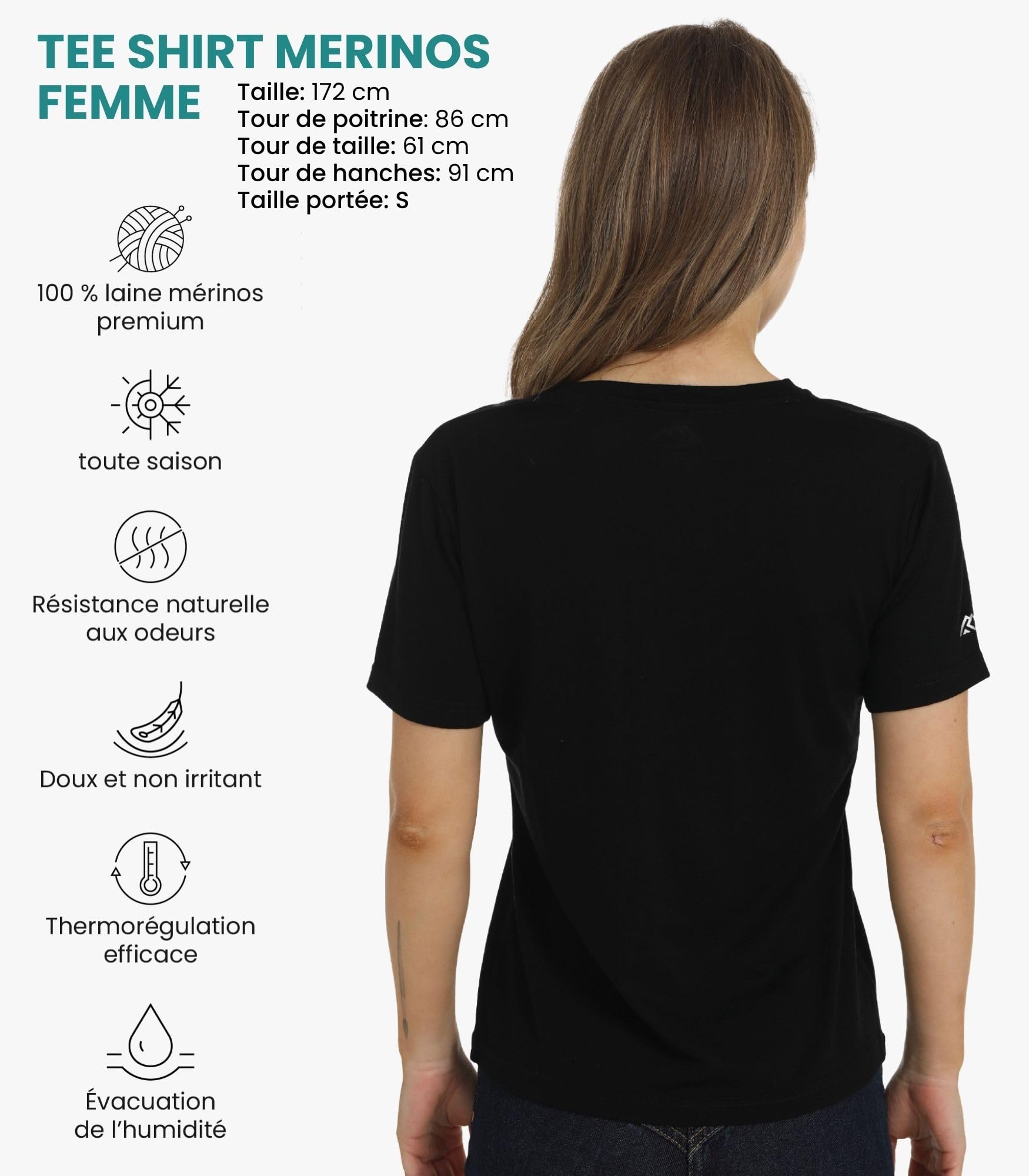 Merino.tech T-Shirt en mérinos pour Femme + Chaussettes de randonnée gratuites – Léger, Respirant и Anti-Odeur