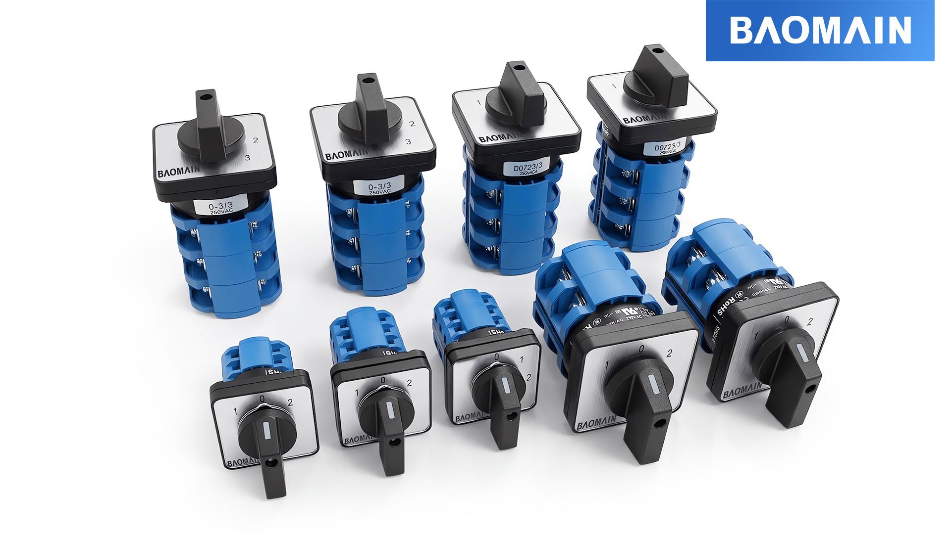 Baomain Rotary Changeover Switch,20A 3-Position,8-Terminal Cam