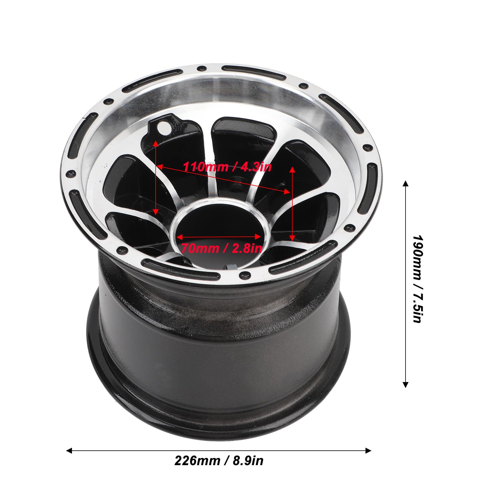 Jante de Roue de VTT, Roue de VTT Haute Résistance Sportive, Jante de Roue en Alliage D'aluminium 8 Pouces, pour Quad Bike Go Kart Cart (Roue arrière)