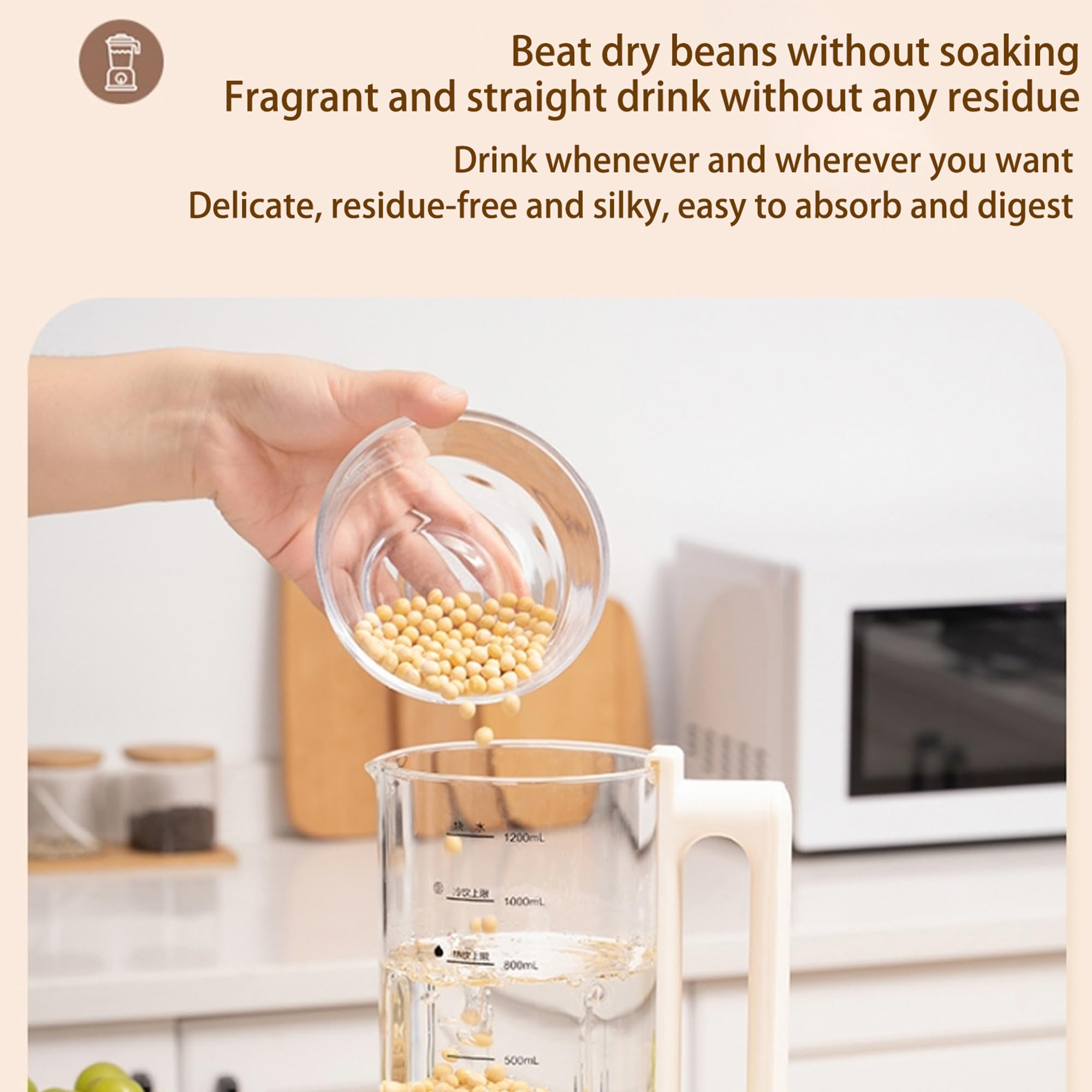 Fabbricante automatico di latte di noci 1200 ml di latte di soia, bevande senza latticini fatte in casa a base di latte di mandorla, avena, cocco, soia o vegetale, fabbricante di latte di mandorla