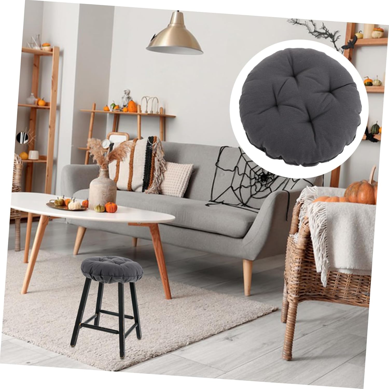 PRETYZOOM Padded Round Barstool Seat Cover Elastic Non- Slipcover for Stools Easy to Clean and Washable Design for -Term Use Deep Footstool Cover