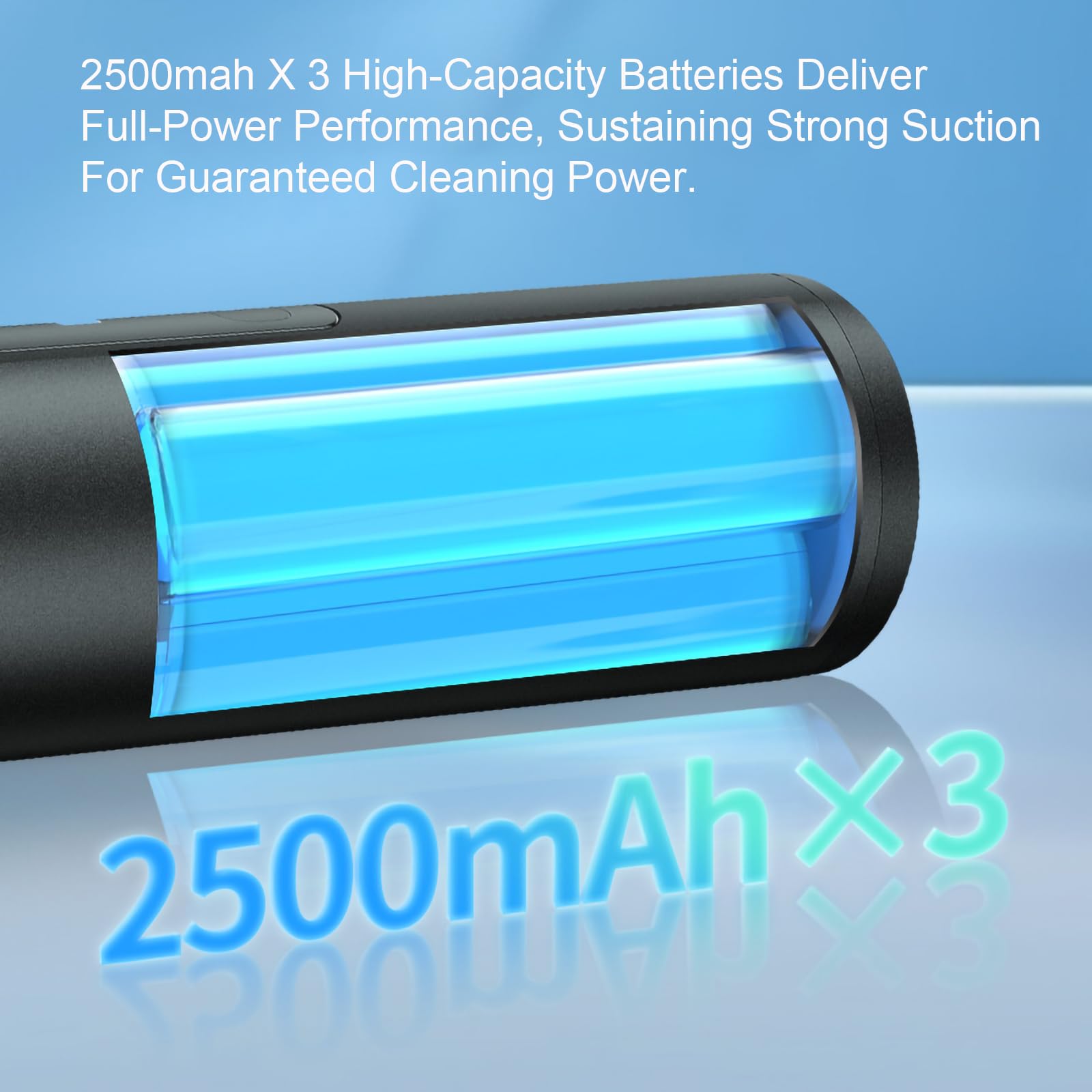 Aspiradora para Coche con Potente succión de 17000 Pa, Modo de luz Verde, 2500 mAh*3, 2 en 1 con boquillas de inflado, autonomía de 40 Minutos, para Coche y hogar,Black