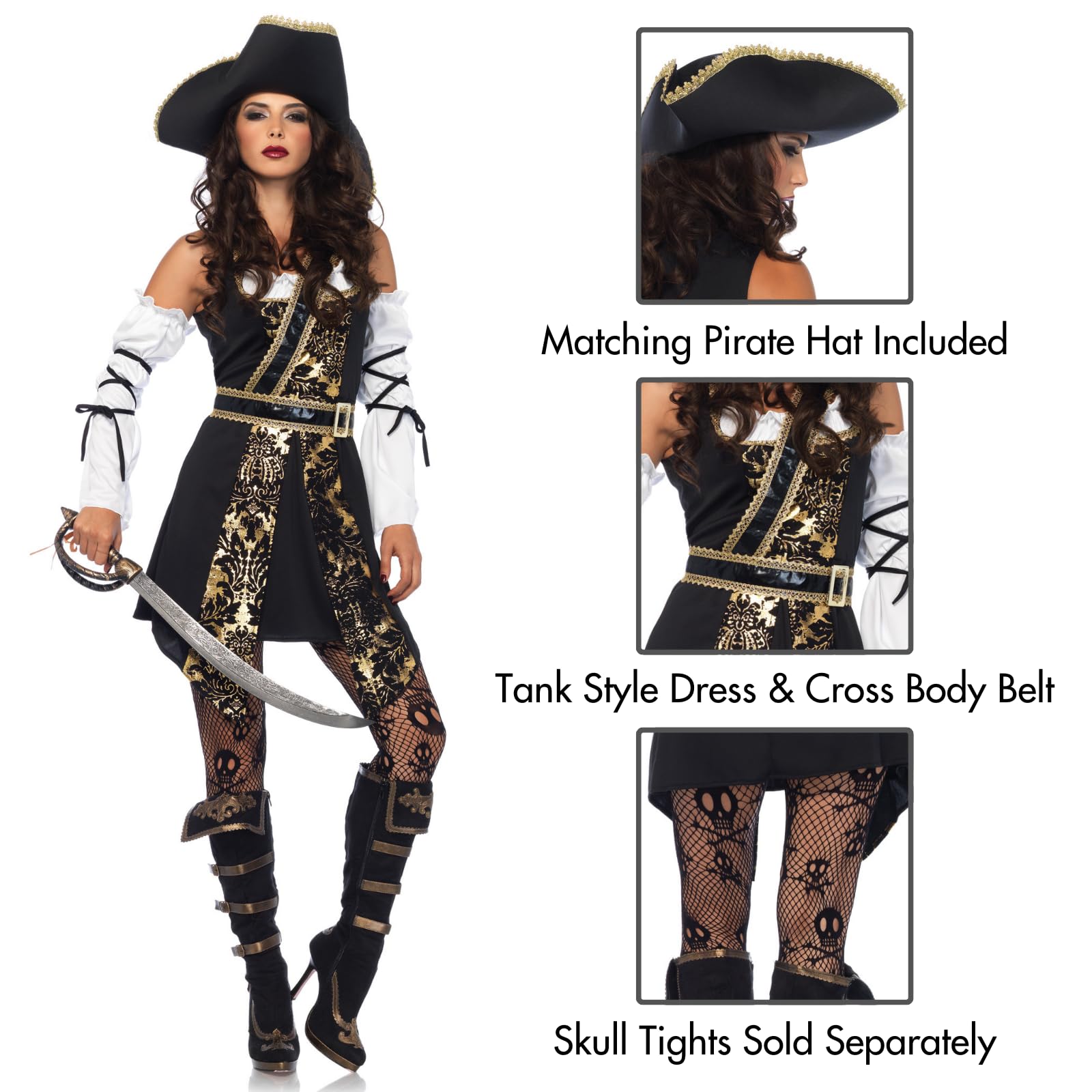 Leg Avenue Déguisement Grande Taille Black Sea Buccaneer, Taille 1X-2X