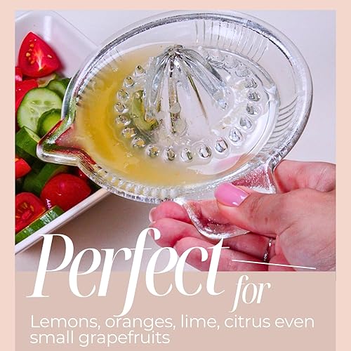 Miniatura 5 de Exprimidor de limón de vidrio, naranja, exprimidor manual de pomelo, exprimidor de cítricos pequeños, extractor manual de mano con mango y boquilla