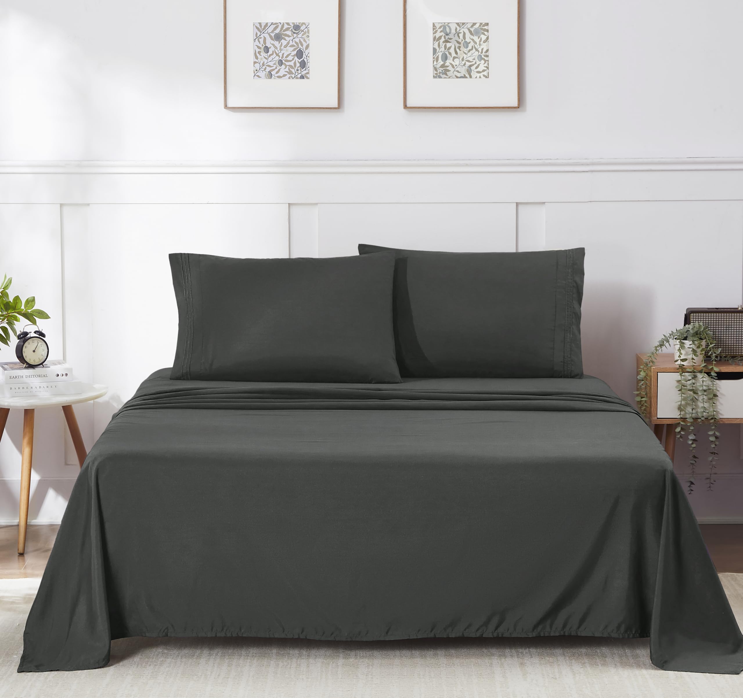 King Size Sheet Set Steel Gray - 1500 Supreme Collection Extra Soft Sheet Set - Luxury Bed Sheets Set with Deep Pocket Wrinkle Free Bedding