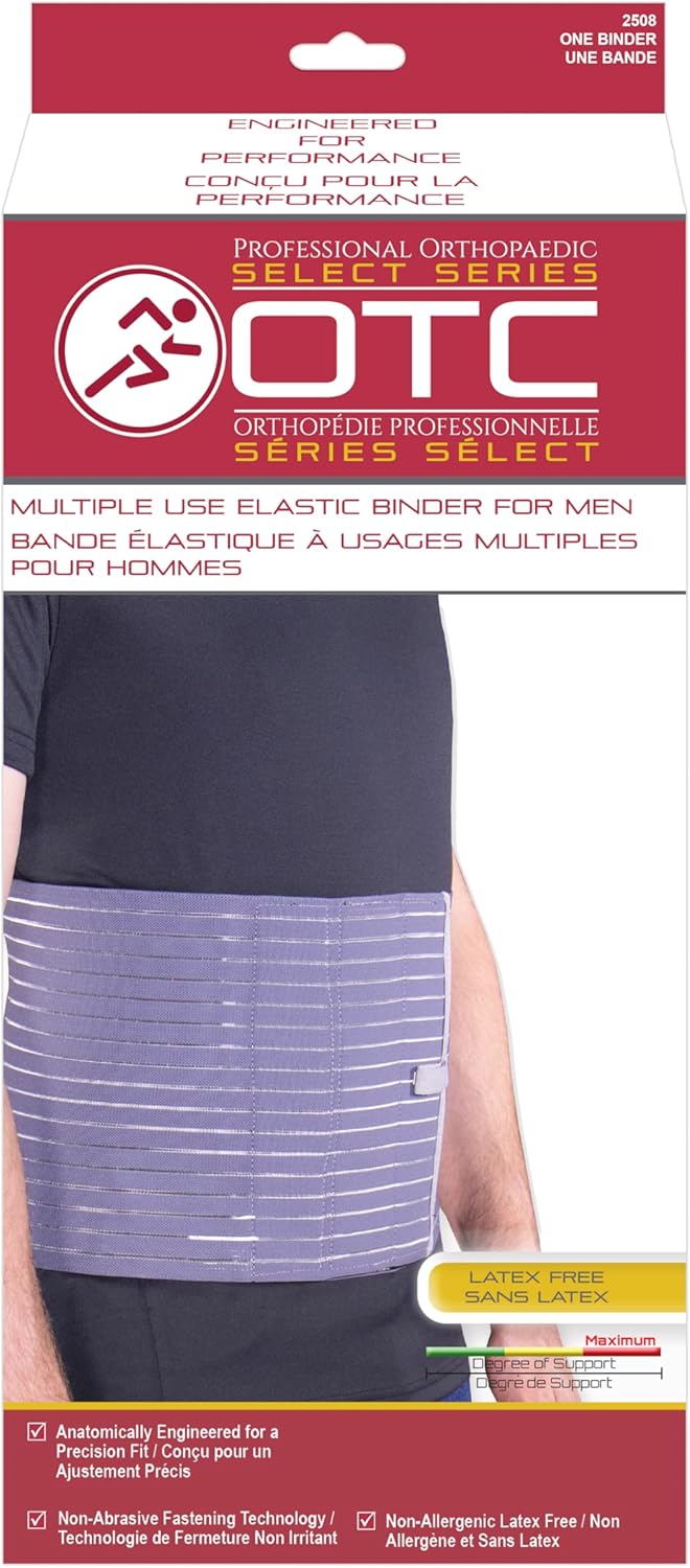OTC Abdominal Binder for Men, Ribbed Elastic Compression, Select Series (Pack of 2)