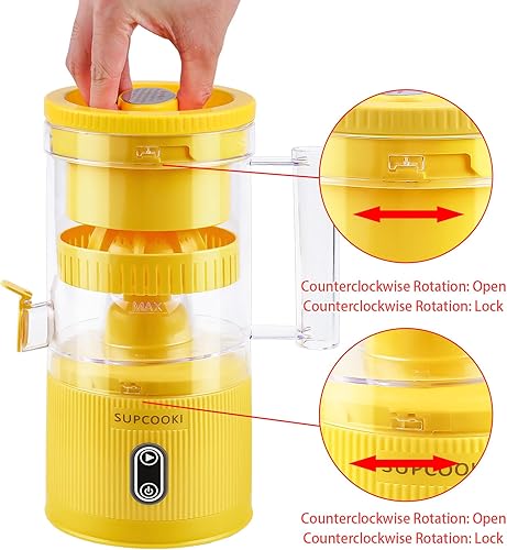 Miniatura 9 de Exprimidor eléctrico recargable de cítricos  Exprimidor automático con botón táctil, cable USB y cepillo de limpieza  Portátil para naranja, limón,