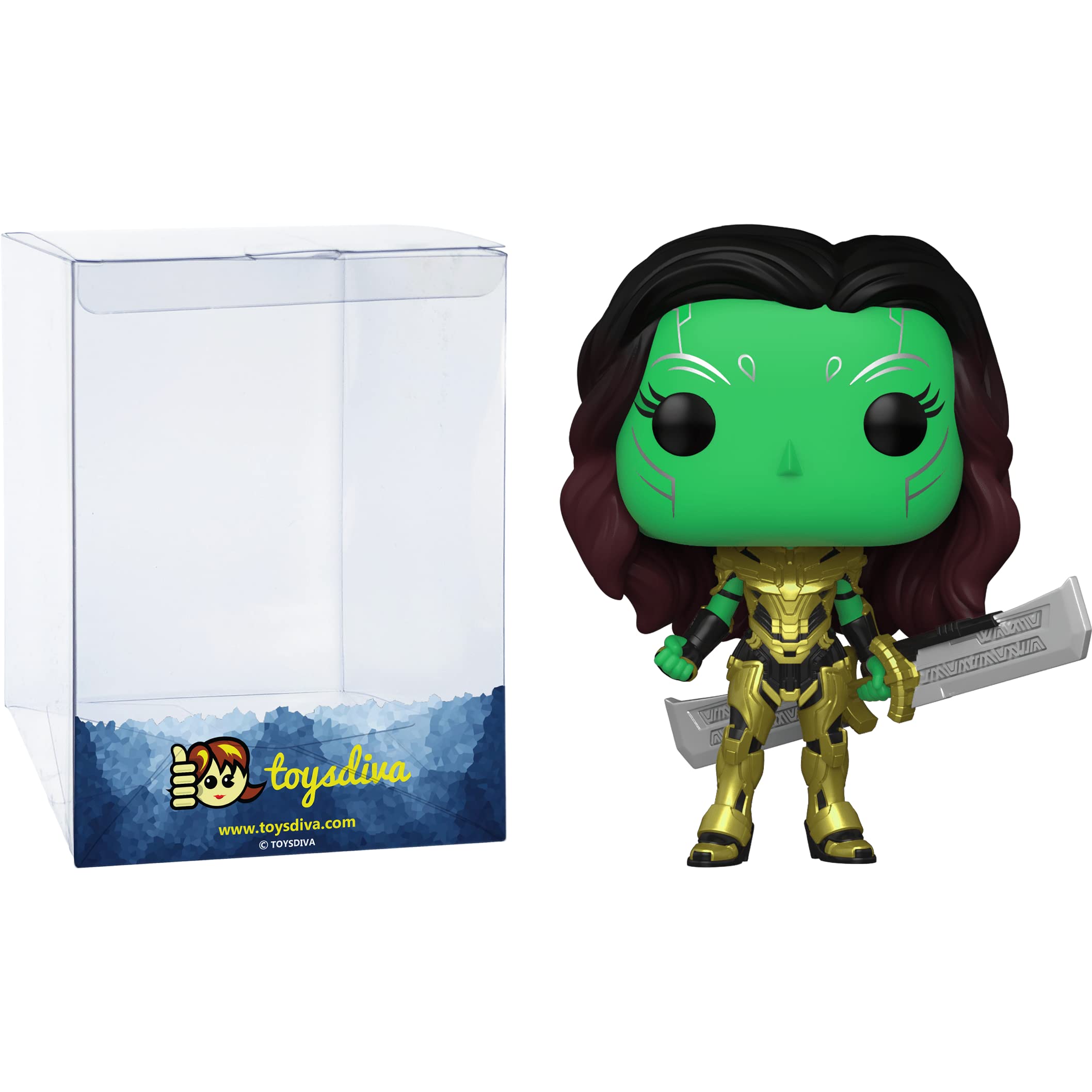 Funko Gamor a with Blade of Thano s: P o p ! Vinyl Figurine Bundle with 1 Compatible 'ToysDiva' Graphic Protector (970 - 58651 - B)