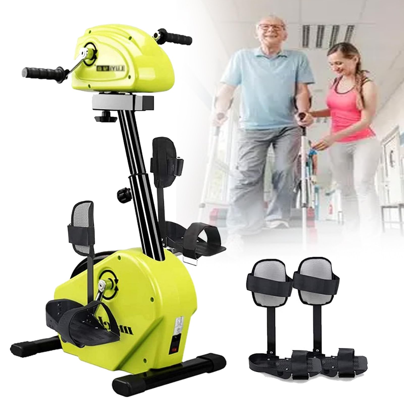 Rowerek treningowy z pedałami nożnymi, elektryczny rower treningowy dla seniorów, rower rehabilitacyjny, rower treningowy do ćwiczeń górnych i dolnych kończyn starszych, 48x33x93cm