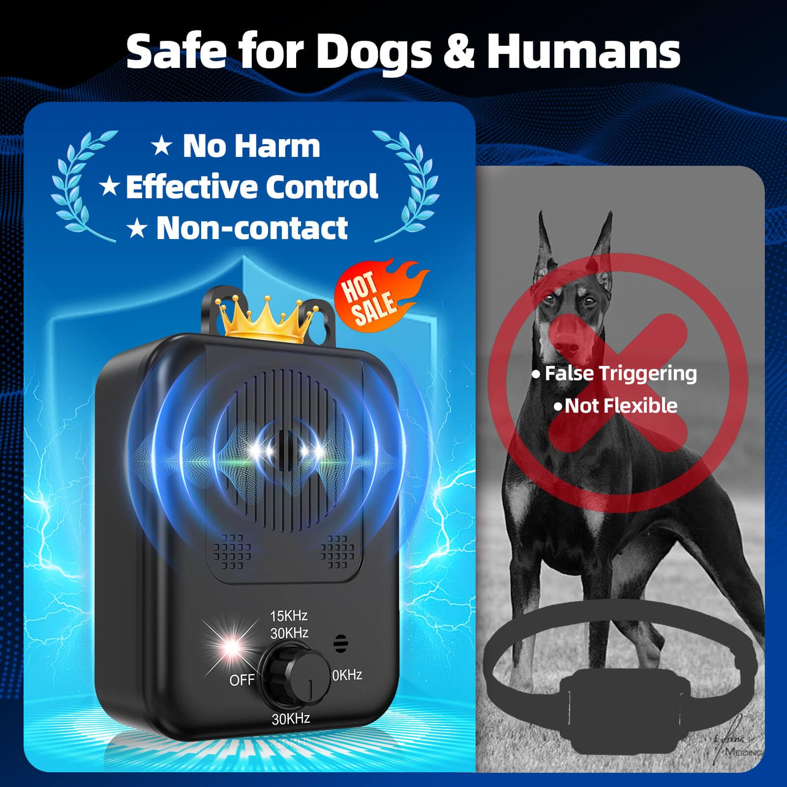 Anti-Bell-Gerät, Wiederaufladbare Hunde-Bell-Kontrollgeräte Sonic Bell-Abschreckungsgeräte Ultraschall-Anti-Bell-Gerät für Hunde mit 3 Modi, Hundebellen Schalldämpfer Indoor Outdoor