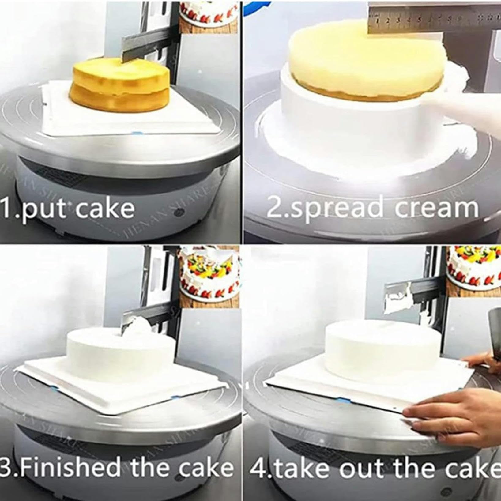 Automatique D'épandeur Décoration Crème Niveleur, Réglable Gâteau Grattoir Crème Spatule Outil De Cuisson Edges Lisseur Machine Glaçage Gâteau d'anniversaire,Pink