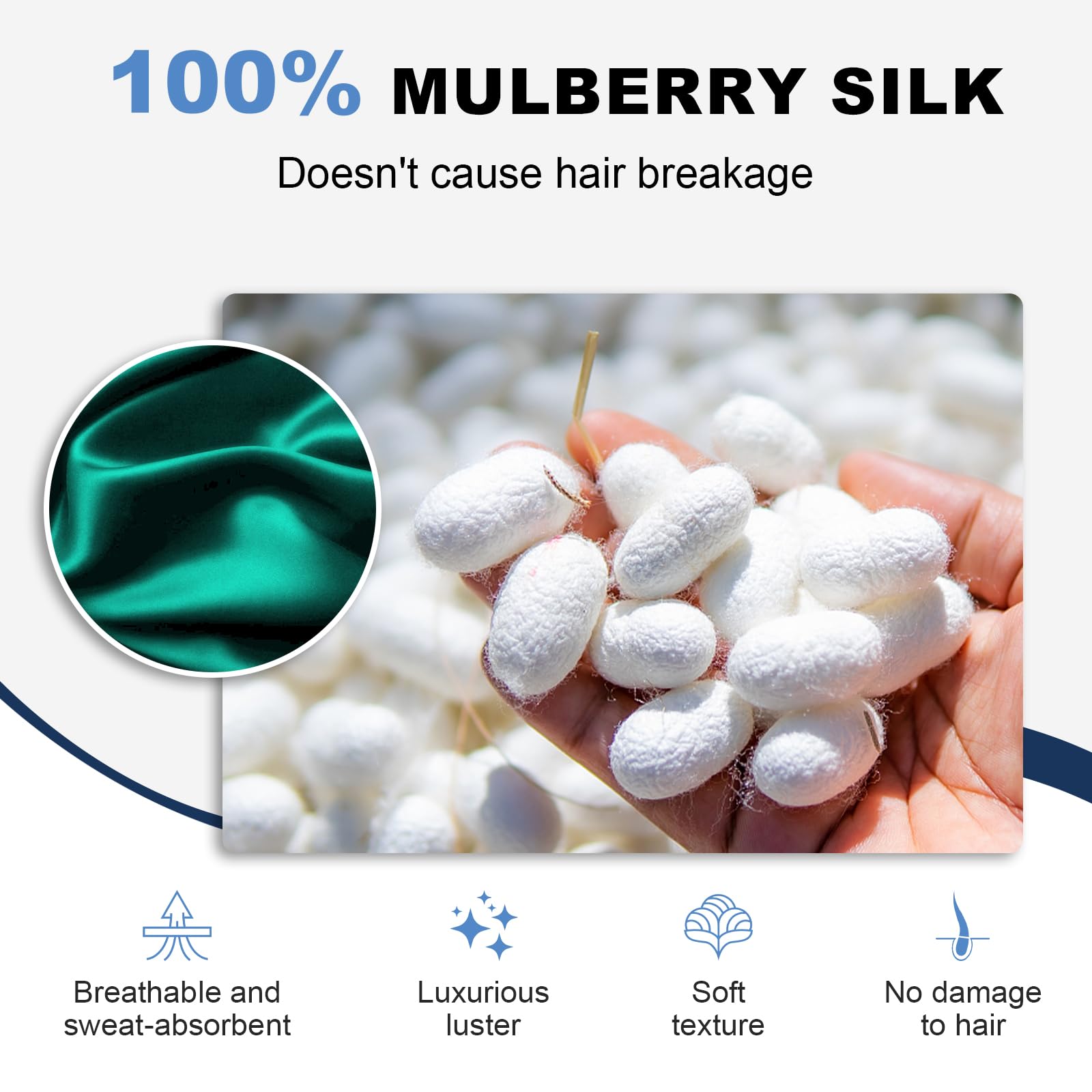 Consysi 1 Piece Silk Bow Scrunchies for Hair-100% Pure Mulberry 22 Momme Silk Hair Tie, Elastic Ponytail Holder - Image 4