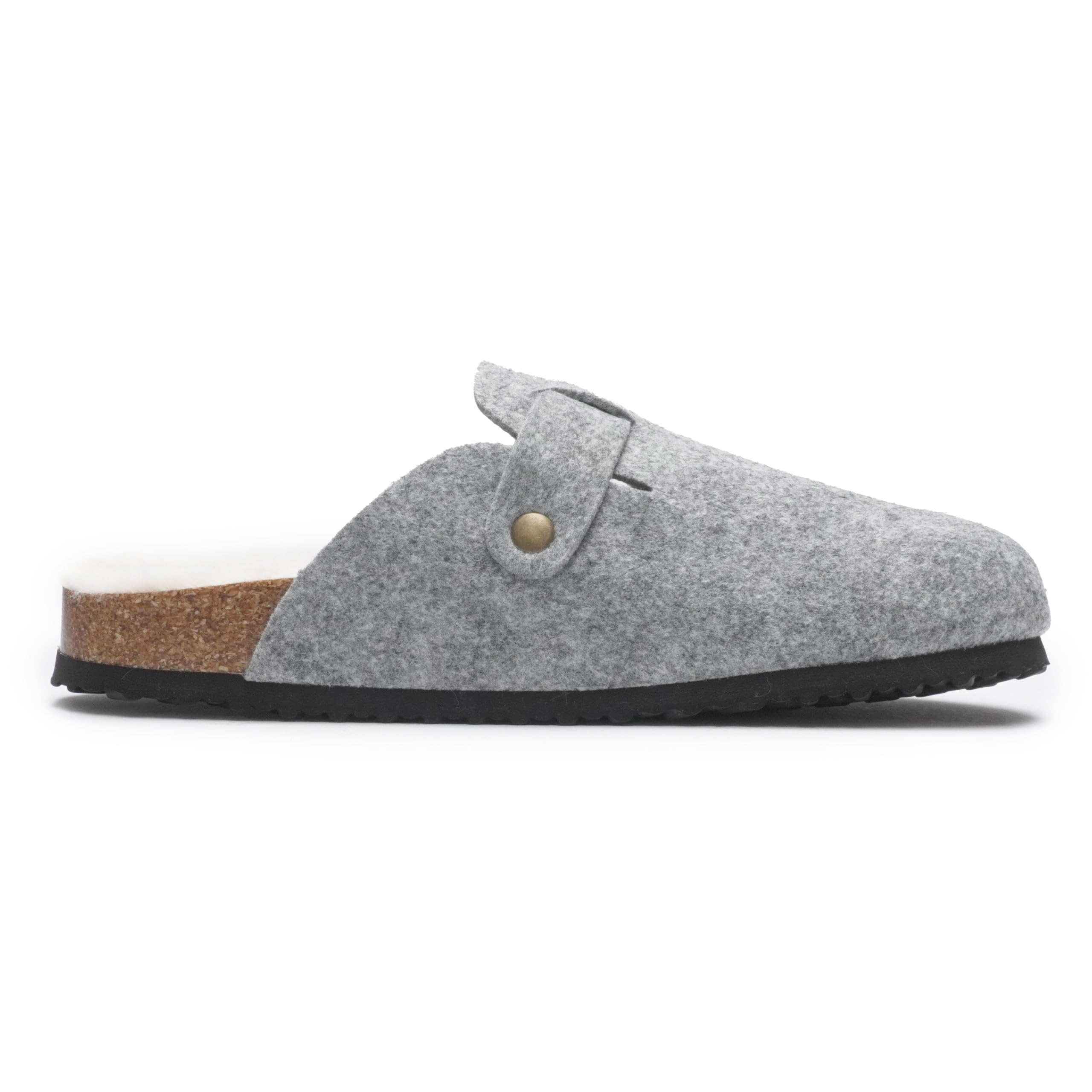JOMIX Zapatillas de fieltro cerradas de invierno para hombre, con hebilla plantar efecto corcho, cómodas para casa y para todos los días