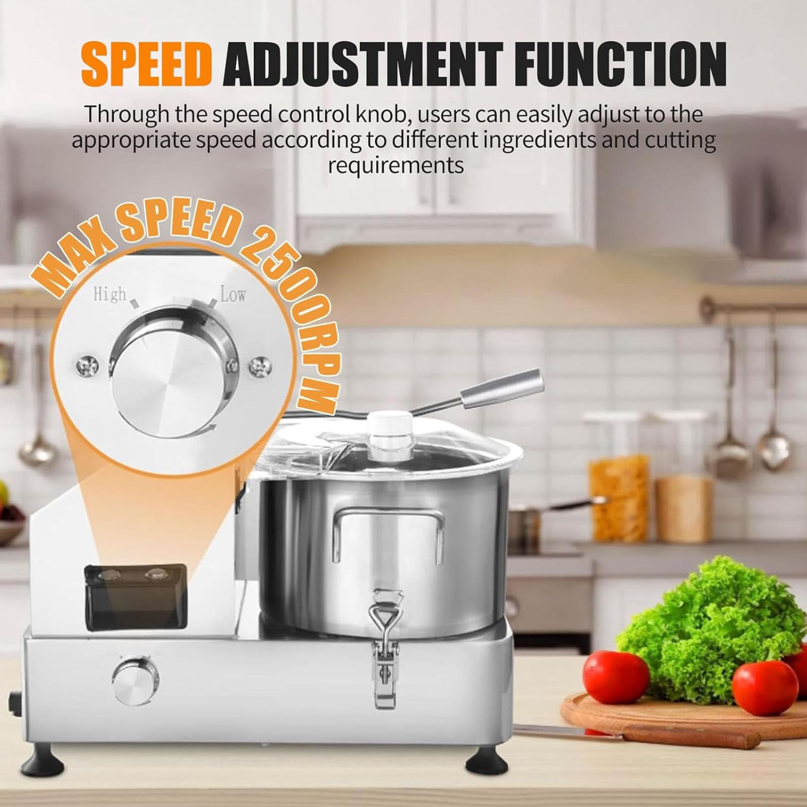 Picadora eléctrica de alimentos, procesador automático de alimentos, rallador comercial de verduras, procesador de alimentos comercial, cortador de carne (12 L)