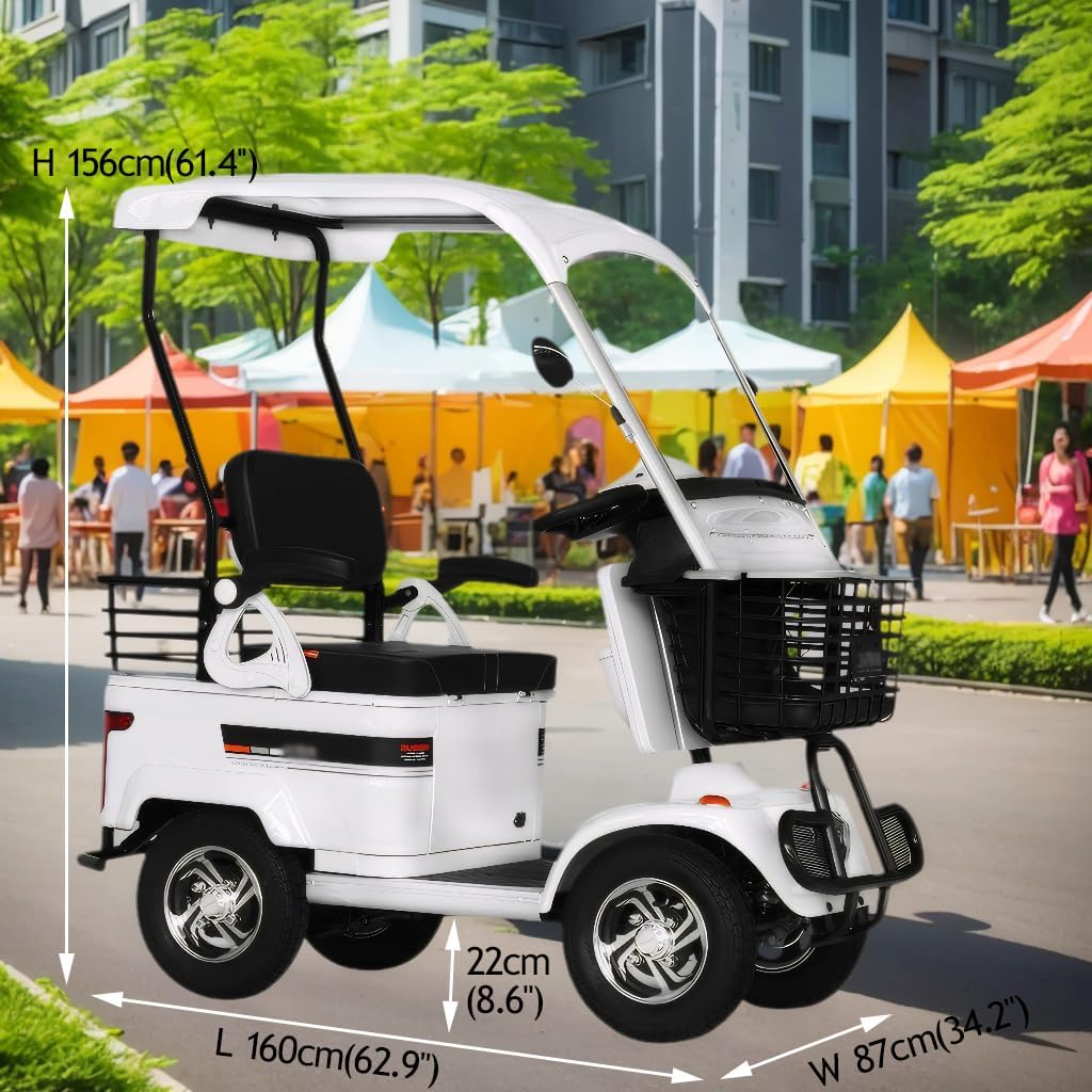 Electric Golf Cart with 800W Motor, Convenient Storage Box, Powered Mobility Scooters for Adults, Ideal for Golf Course, Outdoor Leisure and Senior Living (Lead Acid battery-800W+60V32AH)