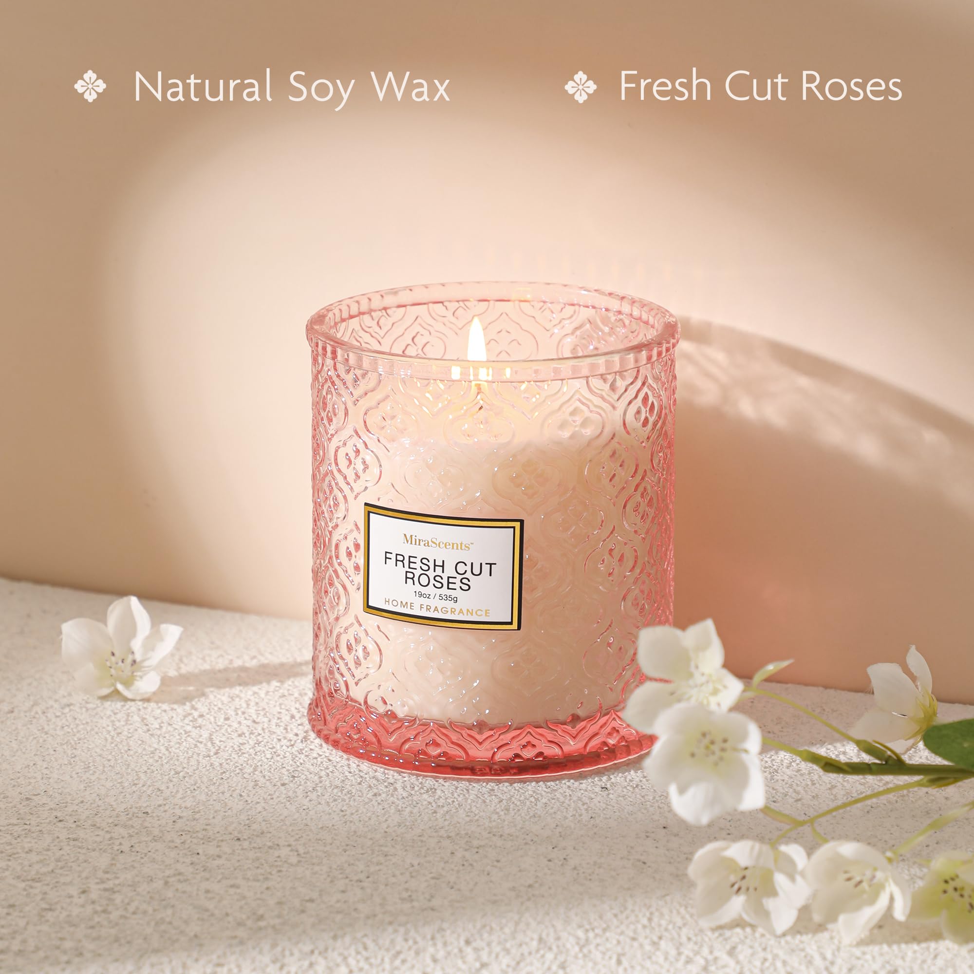 Valentines Rose Duftkerzen, große natürliche Soja-Kerze, 88 Stunden Brenndauer, dekorative Kerzen im Glas, Aromatherapie-Kerze, Geschenk für Frauen, 538.6 g