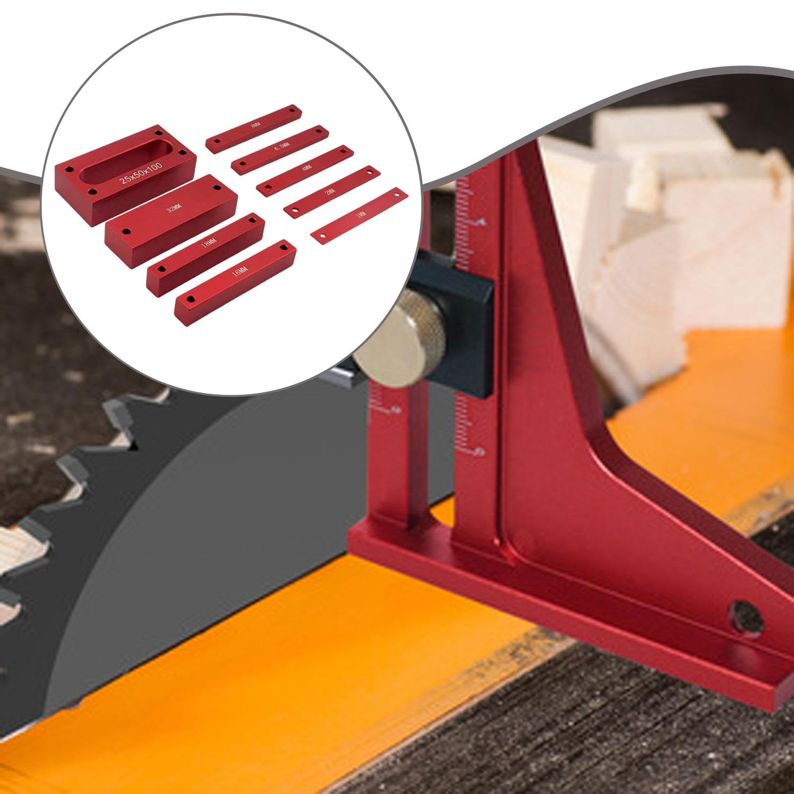 9 Pièces Blocs de Réglage pour Outils de Menuiserie Aluminium Alliage Jauge de Hauteur Kit d'Installation Outil de Mesure Remplacement Adapté à