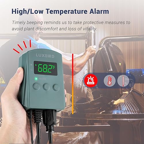 Miniatura 4 de LUXBIRD Termostato digital con termostato de calor y refrigeración de 10 A 1200 W para plántulas, reptiles y cerveza, cría, incubación, invernadero,