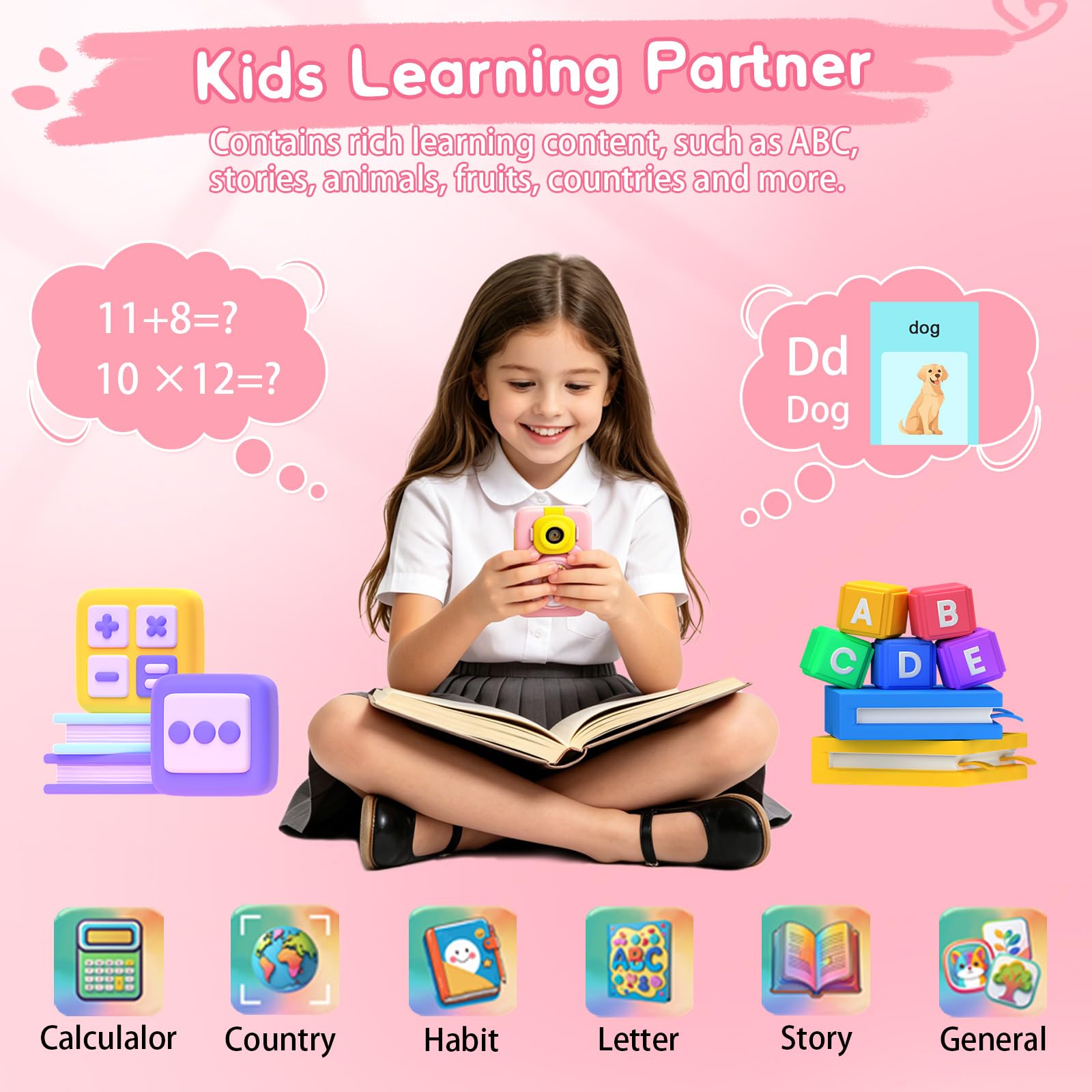 Telefono Giocattolo per Bambini, Macchina Fotografica, Regalo Bambina 3 4 5 6 7 8 Anni, Cellulare per Bambini, Unicorno Telefoni Educativi Finto per Bambina, Regali di Compleanno e Natale per Ragazze