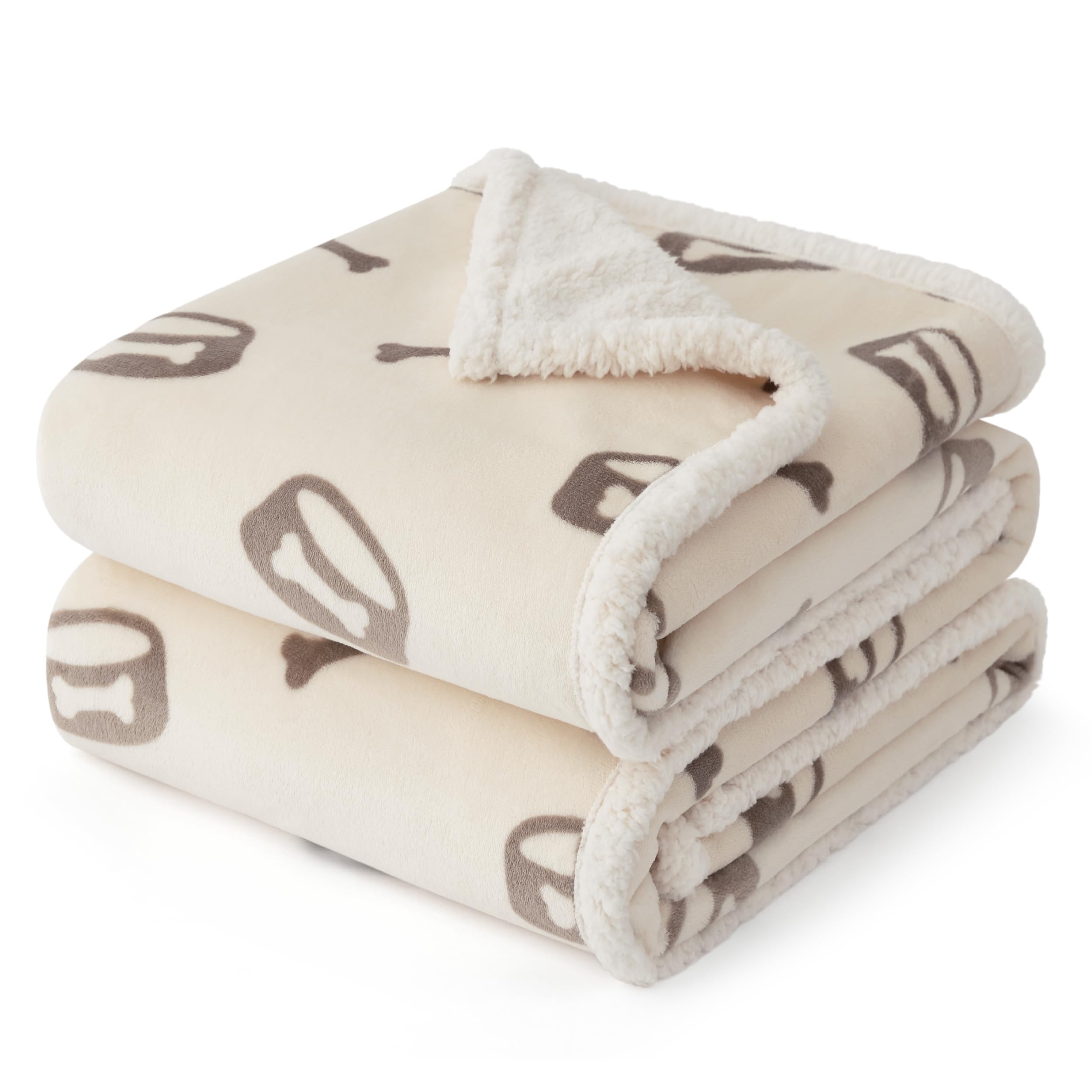 BEDSURE wasserdichte Hundedecke Grosse Hunde - 127x102cm Hundedecke waschbar, Hunde Decke Sofaschutz aus Sherpa Fleece, Katzendecke weich, Creme