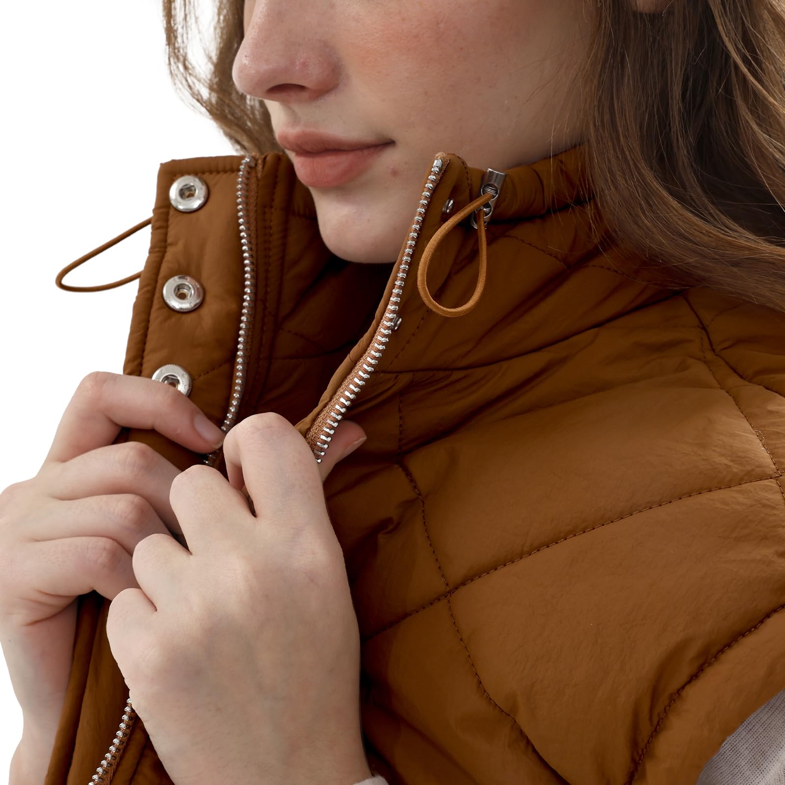 Amazhiyu Gilet trapuntato da donna, leggero, per esterni, imbottito, senza maniche, con tasche