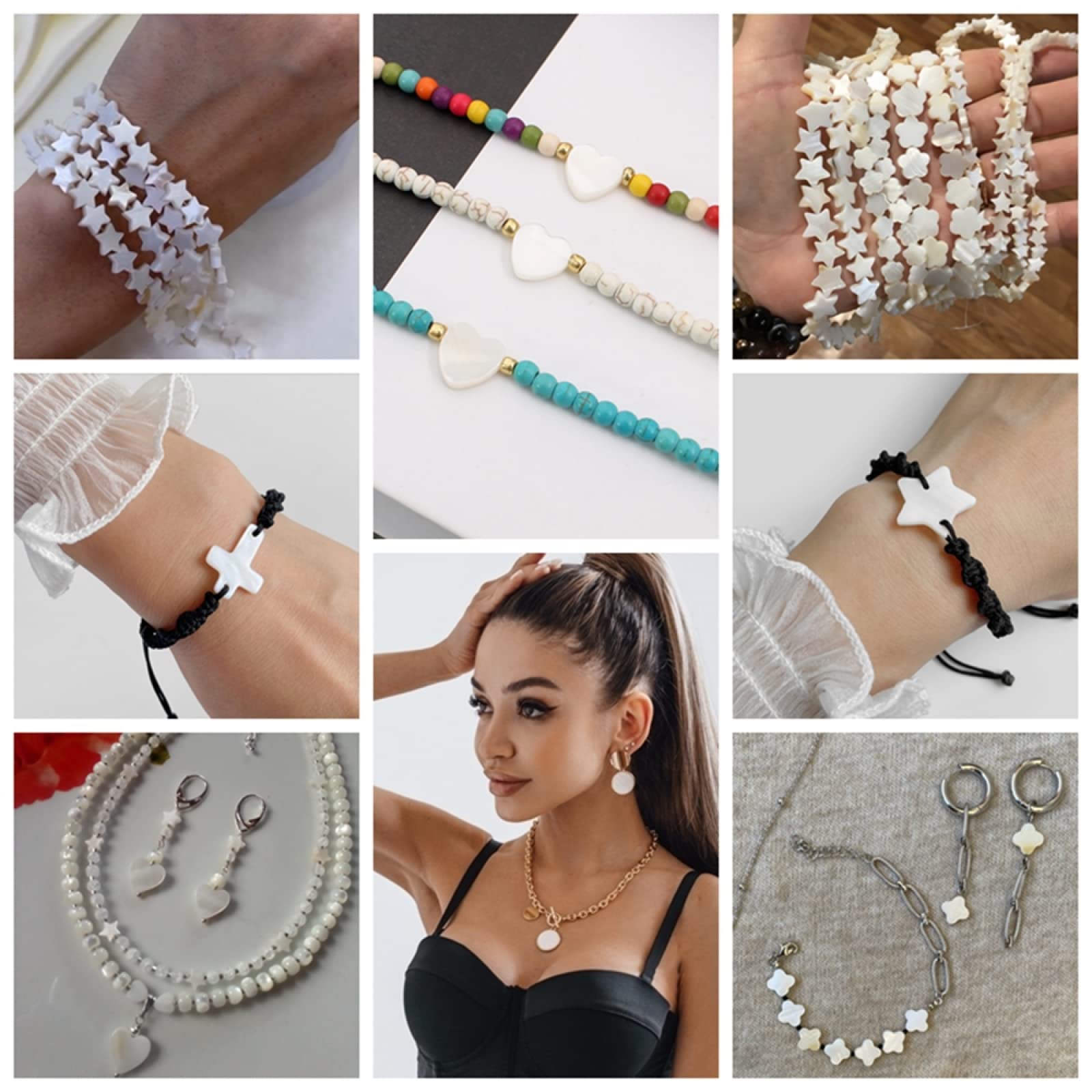 JNJOOD Piastra Beads 100X Madreperla Perla Rotonda di Shell 35
