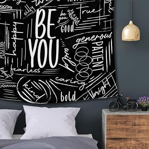 Miniatura 7 de ESLA Tapiz negro para colgar en la pared, tapiz extra grande para dormitorio, aula, decoración de dormitorio, tapiz inspirador motivacional para