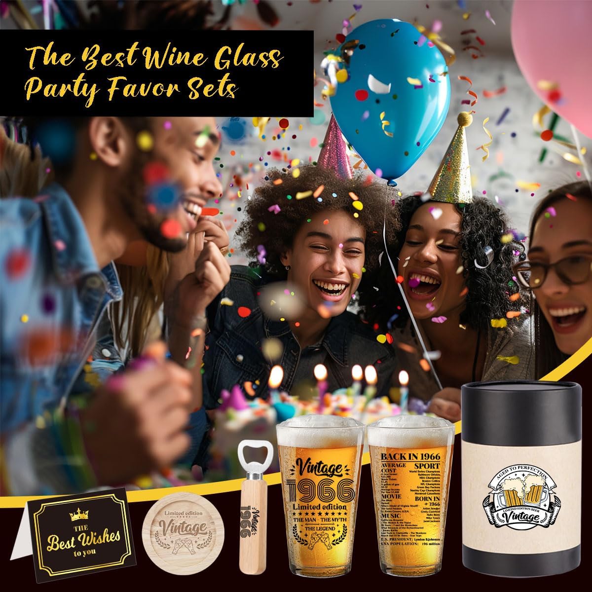 Funny 60th Birthday Gifts for Men 60 Year Old Birthday Gifts for Vintage 1966 Beer Drinking Glass Happy Anniversary 60th Birthday Party Supplies Decorations Gifts - 2026 - Image 6