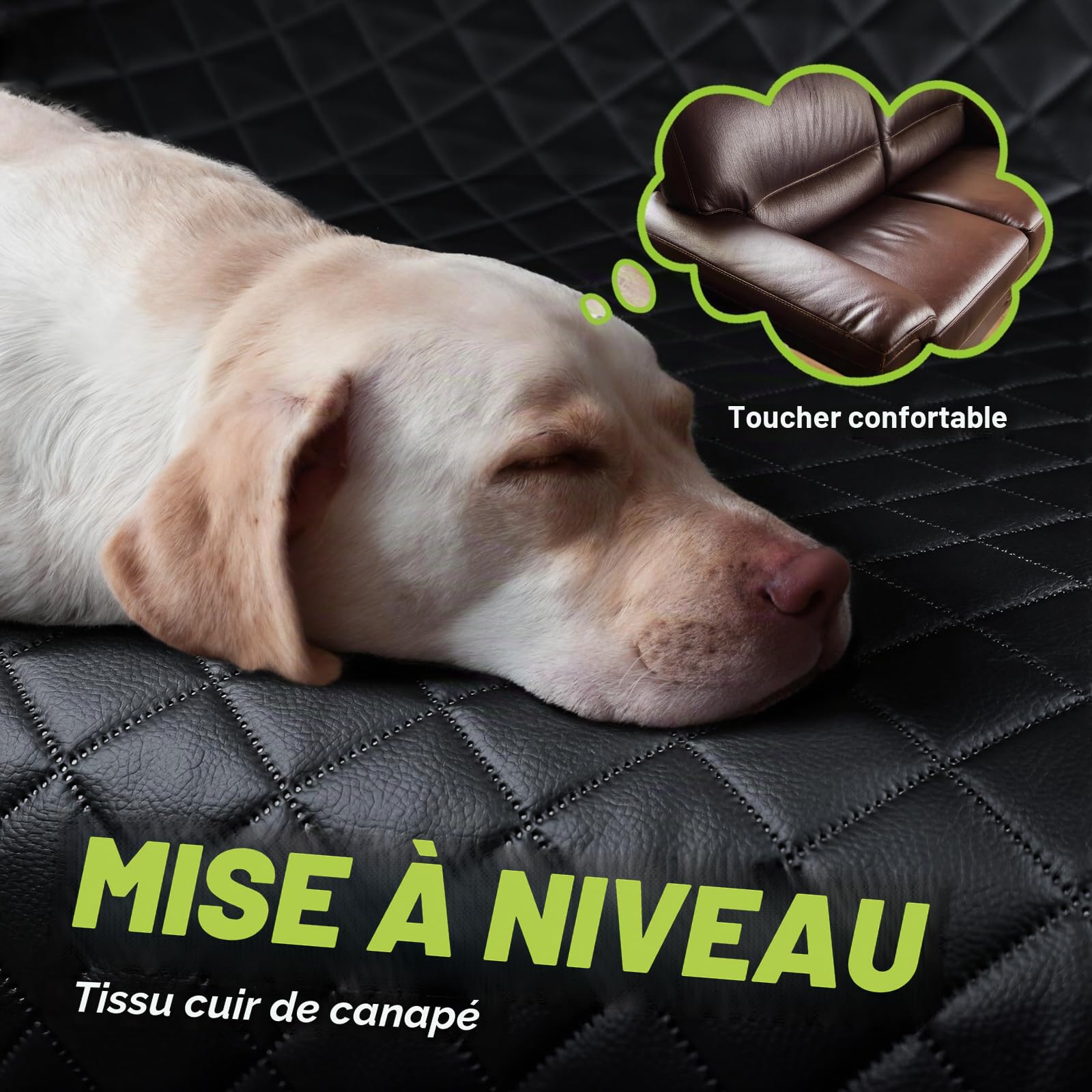 Pecute Protection Voiture Chien 136x60 cm – Housse Banquette Arrière en Cuir PU Étanche, Ailes Latérales Mobiles Anti-Griffures, Base Rigide Support 150 kg, Nettoyage, Faciletransport Chien Voiture