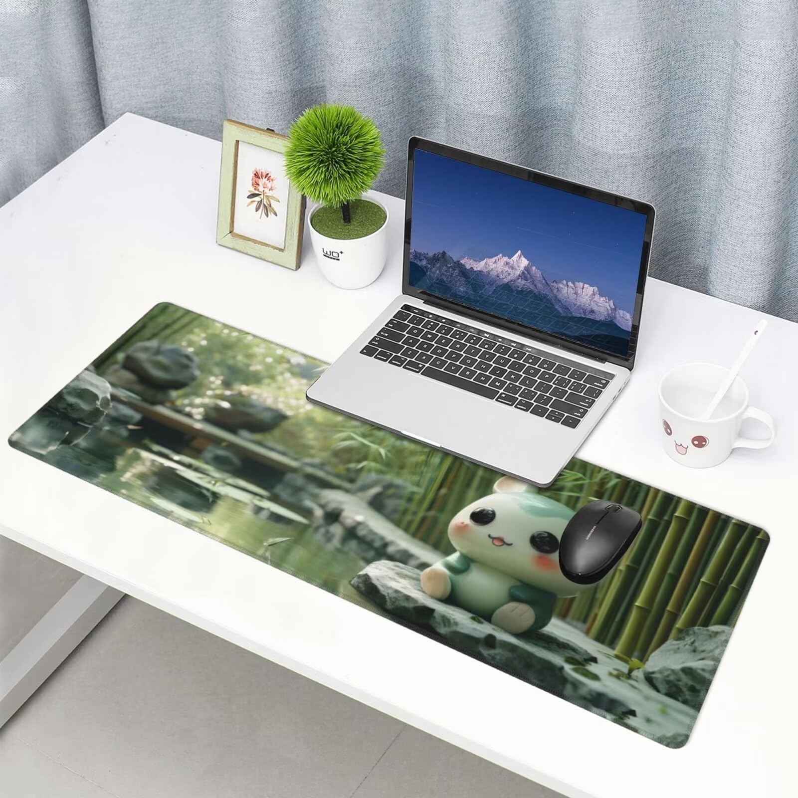 Tappetino Mouse, Tappetino Mouse Gaming Grande XXL 1500x800x3mm Tappetino Scrivania Mouse Pad, Base in Gomma Antiscivolo,Bordi Cuciti,Mousepad per Ufficio e Gaming (Animali della foresta di bambù R757