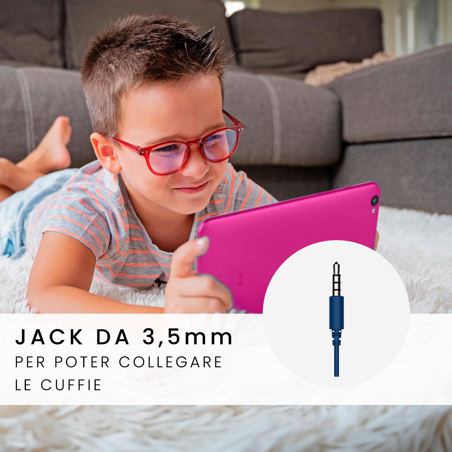 SPC Gravity 3 Mini – Tablet per bambini con schermo da 8”, parental control, 4GB di RAM, 64GB di memoria interna espandibile, batteria da 4.000 mAh, USB-C, Android 12 – Colore rosa