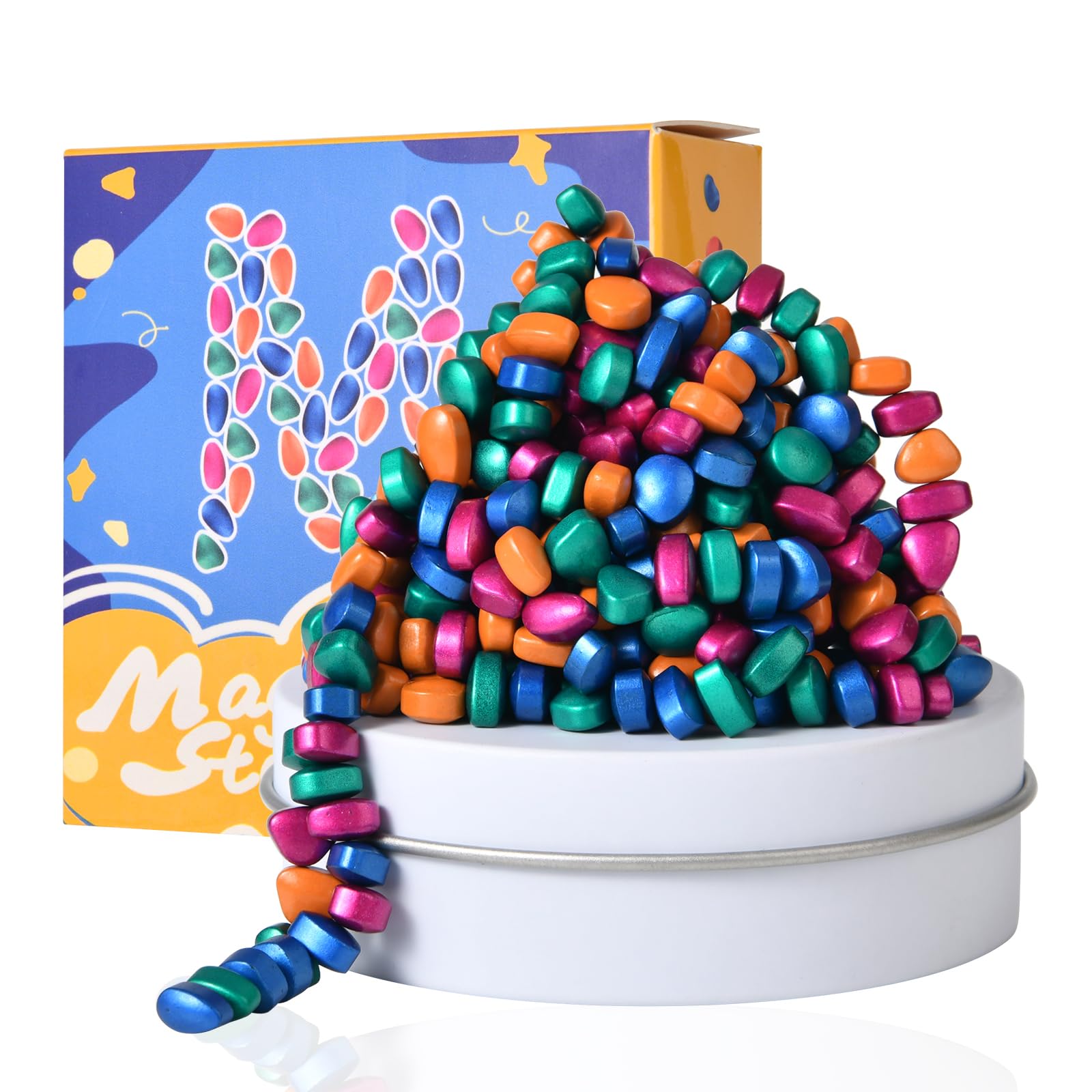 Fidget Toys Adults,Sensory Stones for Stress Relief,300+Multicolour Smooth Ferrite Rocks, Desk Fidgets Toy,Adults Gifts, Holiday Stocking Stuffer