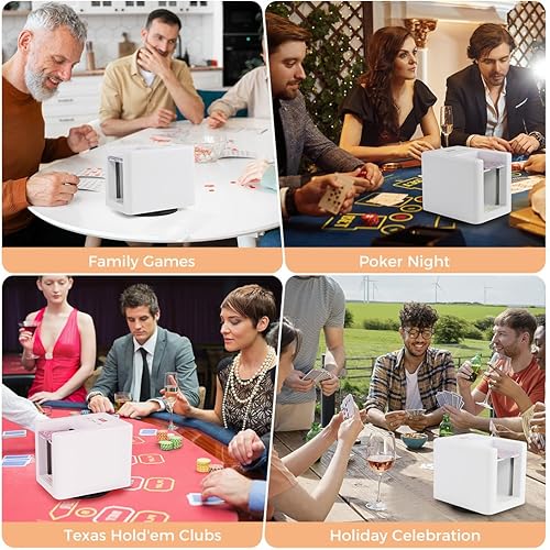 Miniatura 7 de Tsingru Máquina distribuidora de cartas con rotación de 36018090, 4 mazos 1-12 jugadores, distribuidor automático de tarjetas, mesas universales