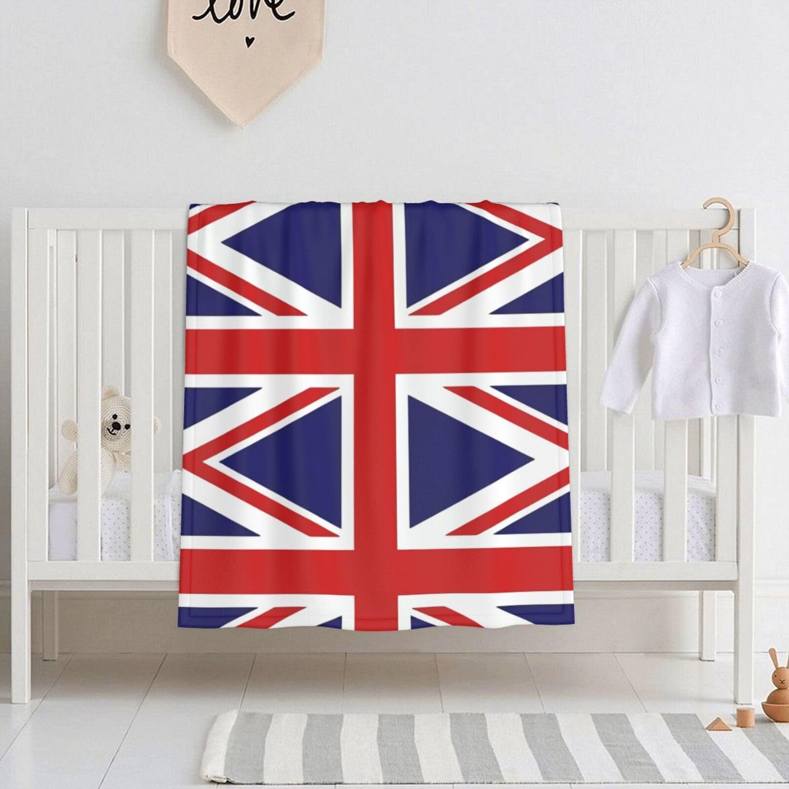 Wbqlsl Uk Flag Printed Baby Blanket, 30" X 40" Newborn Swaddle, Baby Throw Blanket
