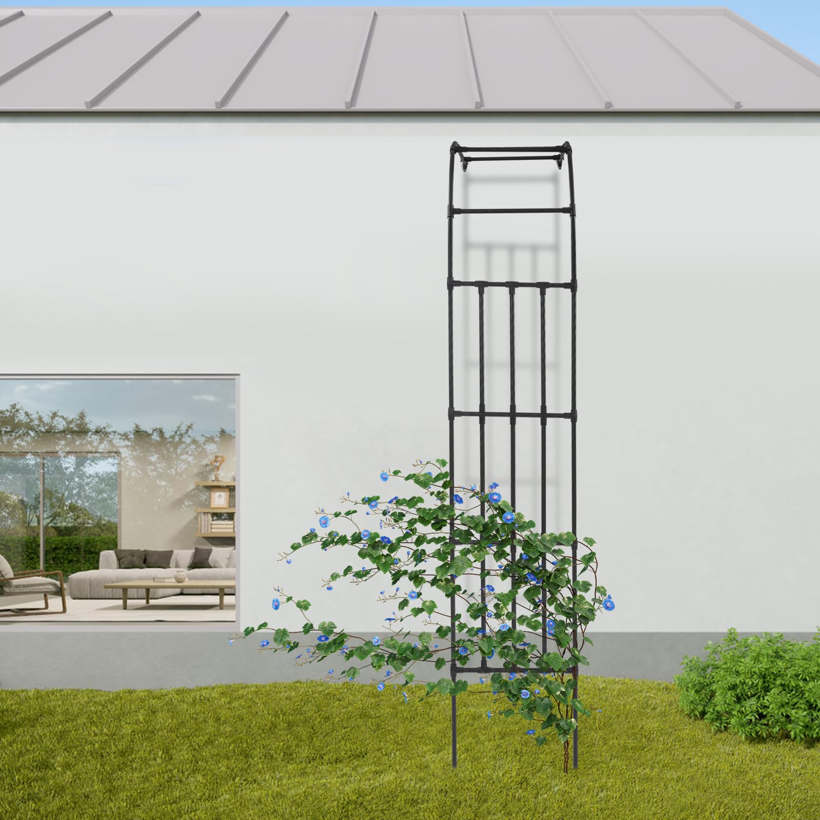 traliccio da giardino semicircolare in metallo (120 x 260 cm) – aiuto per rose, clematidi e piante rampicanti – antiruggine, resistente alle intemperie, salvaspazio – traliccio per giardino, balcone