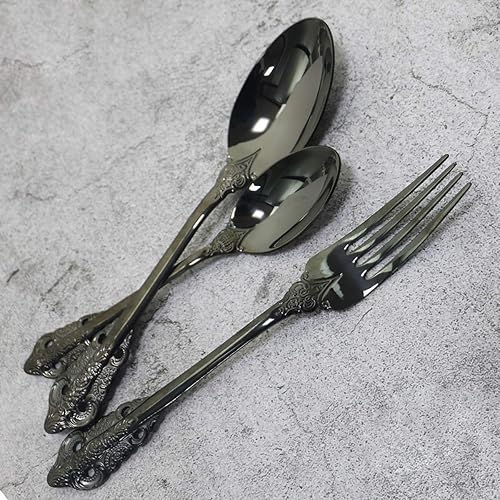 Miniatura 3 de Gugrida Juego de 4 cubiertos de acero inoxidable 1810 para 1, incluye cuchillotenedorcucharacuchara de té, pulido con espejo, apto para lavavajillas