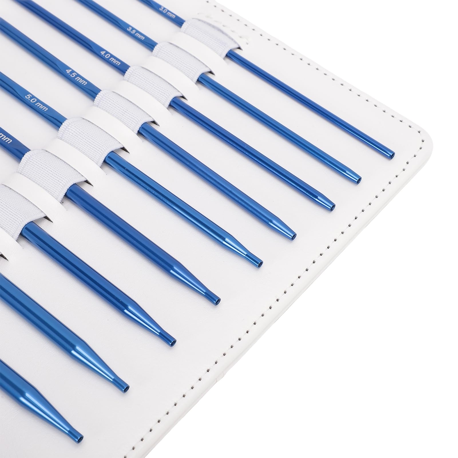 AMONIDA Zestaw Wymiennych Szydełek 12 szt. Aluminiowa Ergonomiczna Konstrukcja do Dekoracji Wnętrz 3,0–10,0 Mm Niebieski