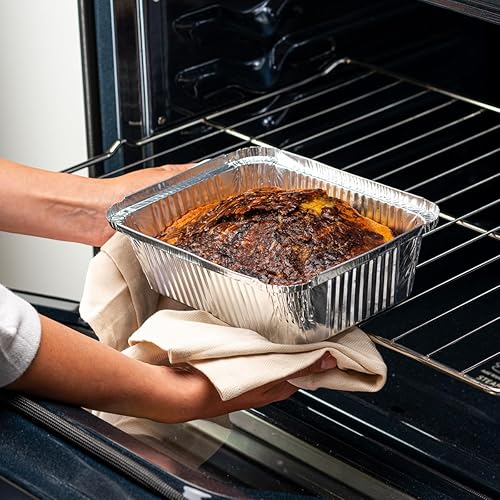 Miniatura 5 de GUSTO 5 lb - 25 unidades de sartenes desechables de aluminio con papel de aluminio y tapas de domo transparente, sartenes para llevar de 6x9