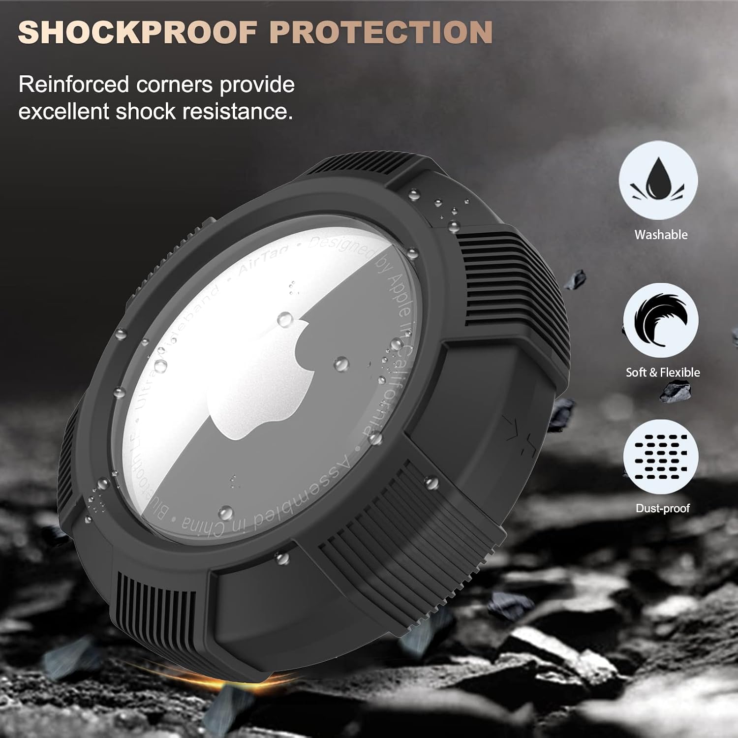 bingcok for airtags case 4 pack tpupc rugged anti scratch airtags sticker case anti lost airtag holder cover with built in protective film for dr