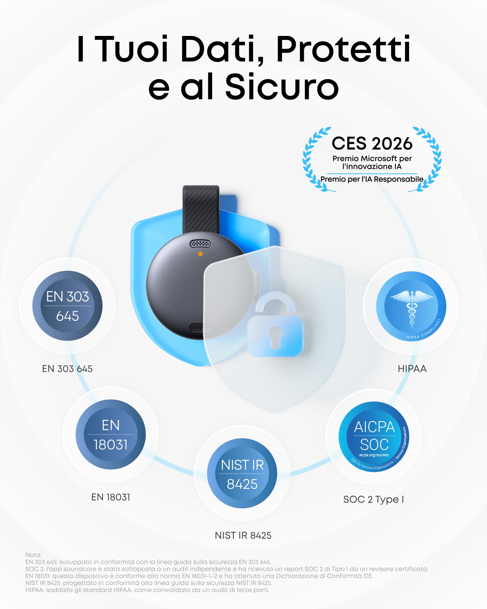 Soundcore Work di Anker, Registratore Vocale AI per Riunioni, 8GB, Nero | Trascrizione e riassunti automatici con AI, 150+ lingue, certificato MFi, 300 min/mese inclusi e USB-C, Indossabile