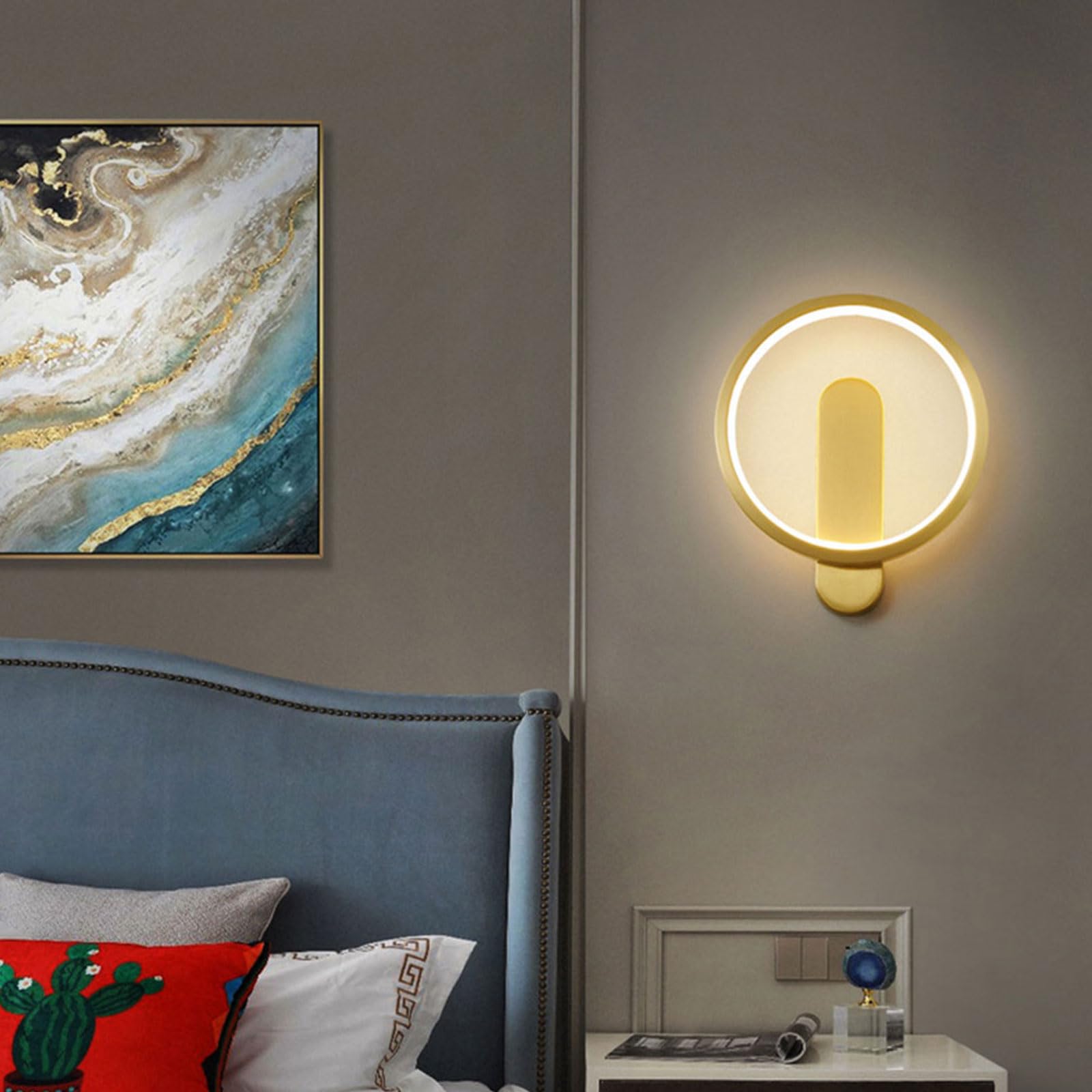 Nowoczesna, prosta lampa ścienna LED z miedzi do wnętrz, skandynawska dekoracja, lampka nocna, do salonu i sypialni, 1 opakowanie / 2 sztuki